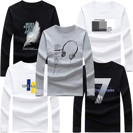 Amazon Ncfbag Tシャツ 長袖 半袖 夏服 メンズ 綿100 5枚組 シャツ カットソー トップス スポーツ 丸襟 柔らかい 快適 インナーシャツ 肌着 人気 服 メンズ 夏 Tシャツ カットソー 通販