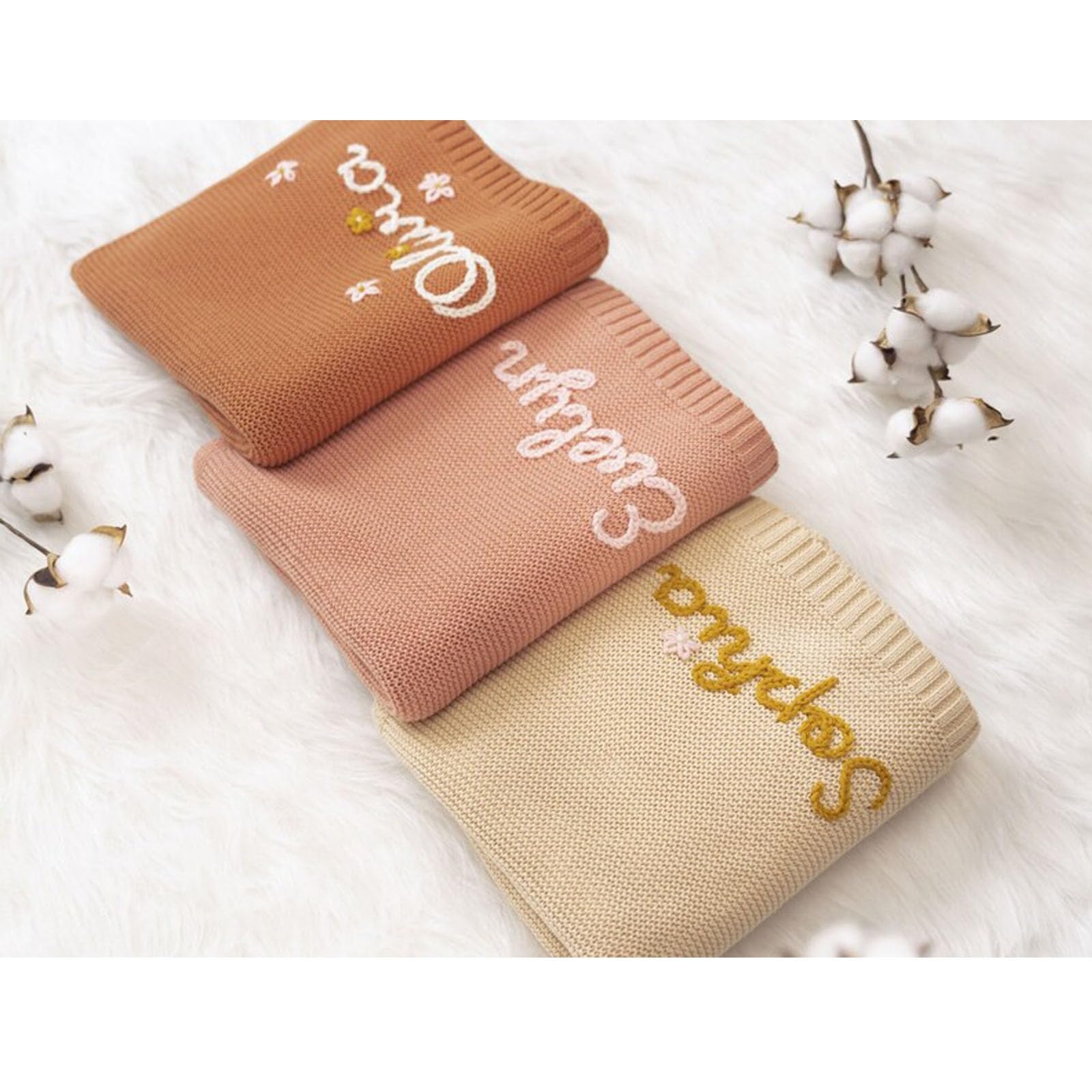 Amazon.com: ZXH Personalized Baby Blanket,Handmade Embroidered