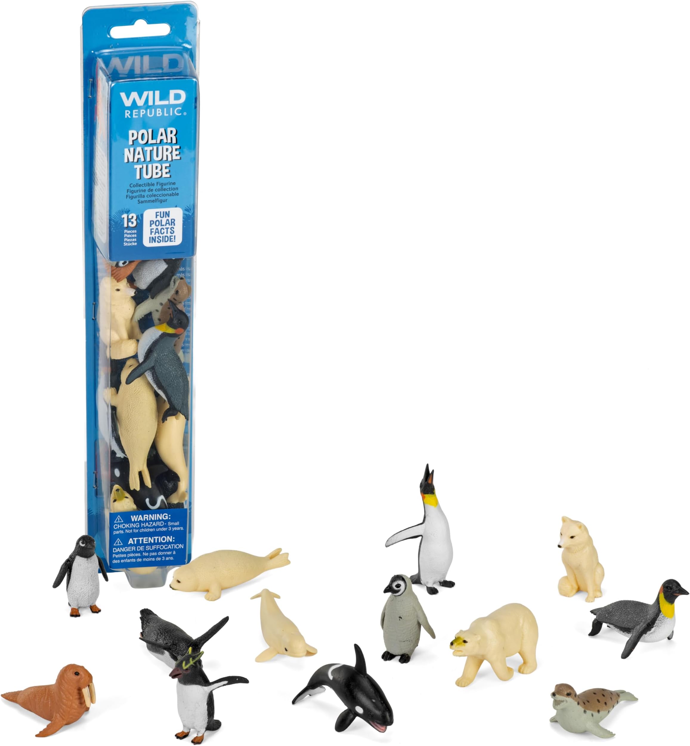 Polar Nature Tube, Arctic Animals, Kids Gifts, Educational Toys, Party Favors, 13-Piece