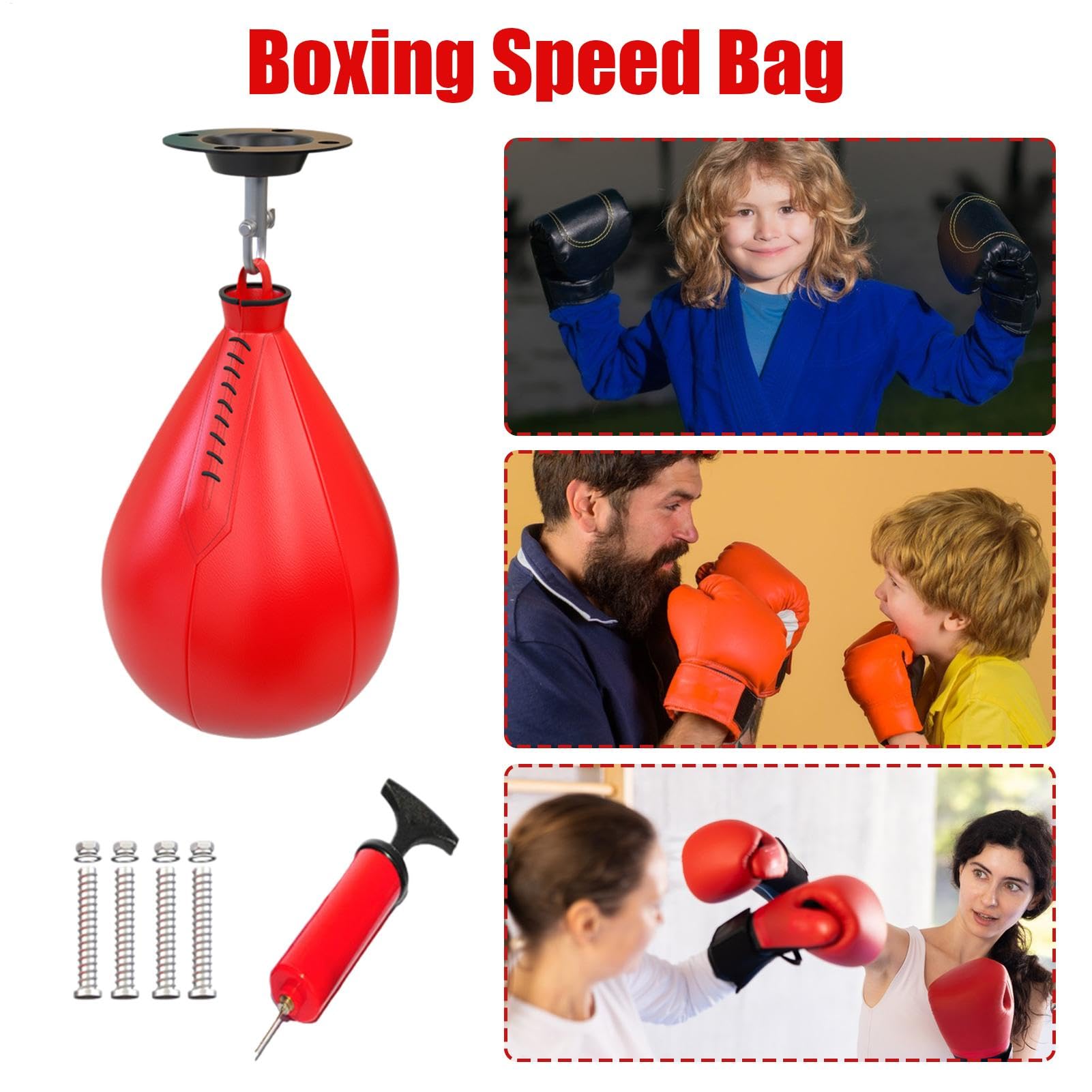 Zestaw bokserski Speedbag, wisząca torba Speed Bag, torba w kształcie gruszki, przenośna piłka bokserska, obrotowa piłka na siłownię, wielokrotnego użytku, torba Speed Bag dla mężczyzn, zestaw