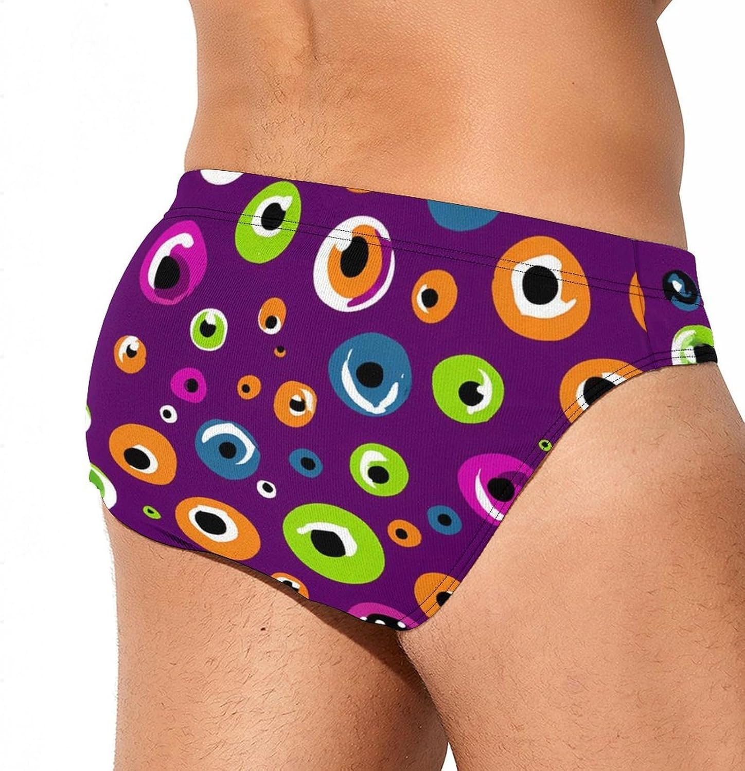 Cartoon Eyeballs Bubbles Men's Swimwear Bikini Swimming Briefs Stretchy Swimsuits Board Surf Shorts Trunks