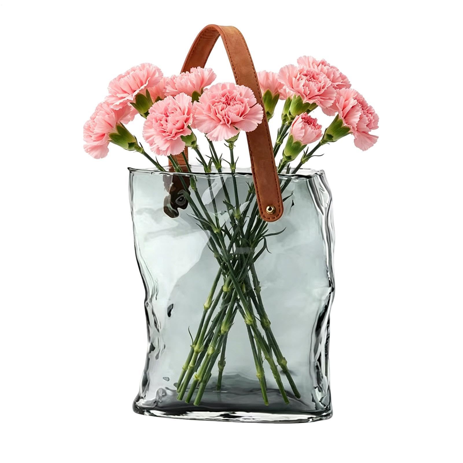 Taschenvase für Blumen Moderne Wohndeko Tischdekoration | Handtaschenvase Glasbehälter für Wohndeko Schlafzimmer Wohnzimmer Büro Landhausstil Geburtstag Einweihung Hochzeit Party