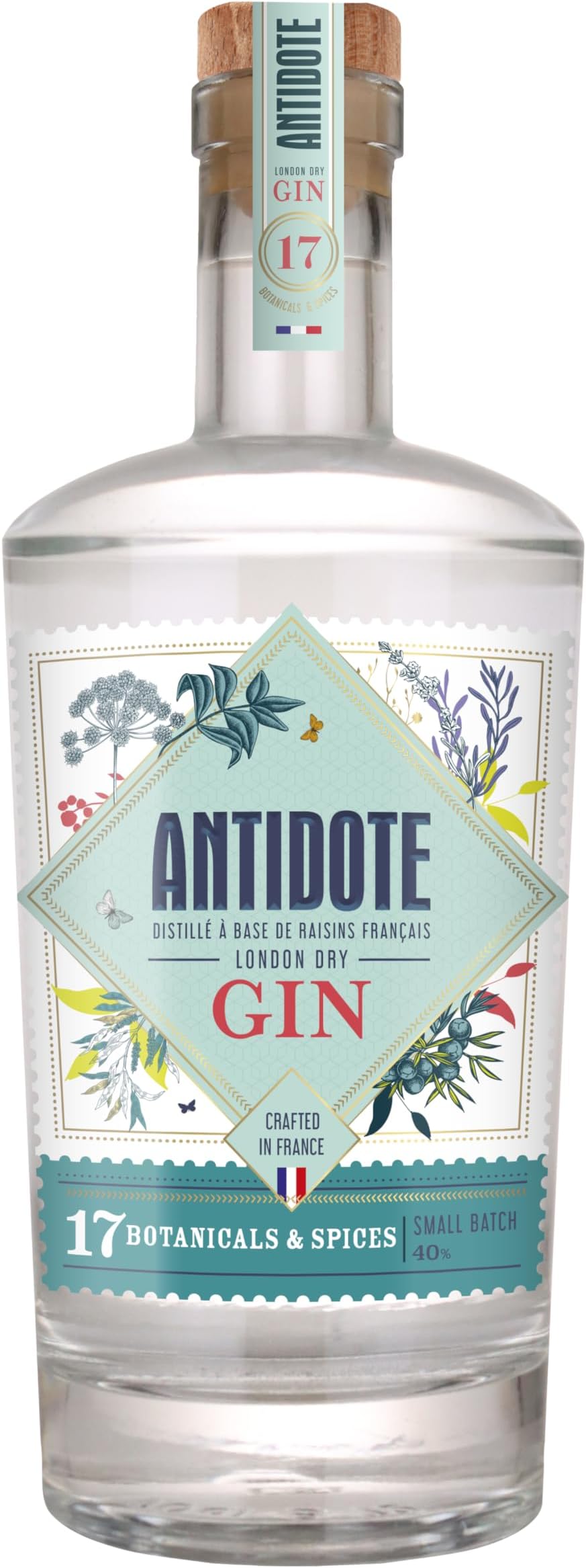 Antidote - Gin Original - Premium quality - Made from French grapes - 17 aromatic botanicals, 5 distillations - 40% (1 x 0.70 L)