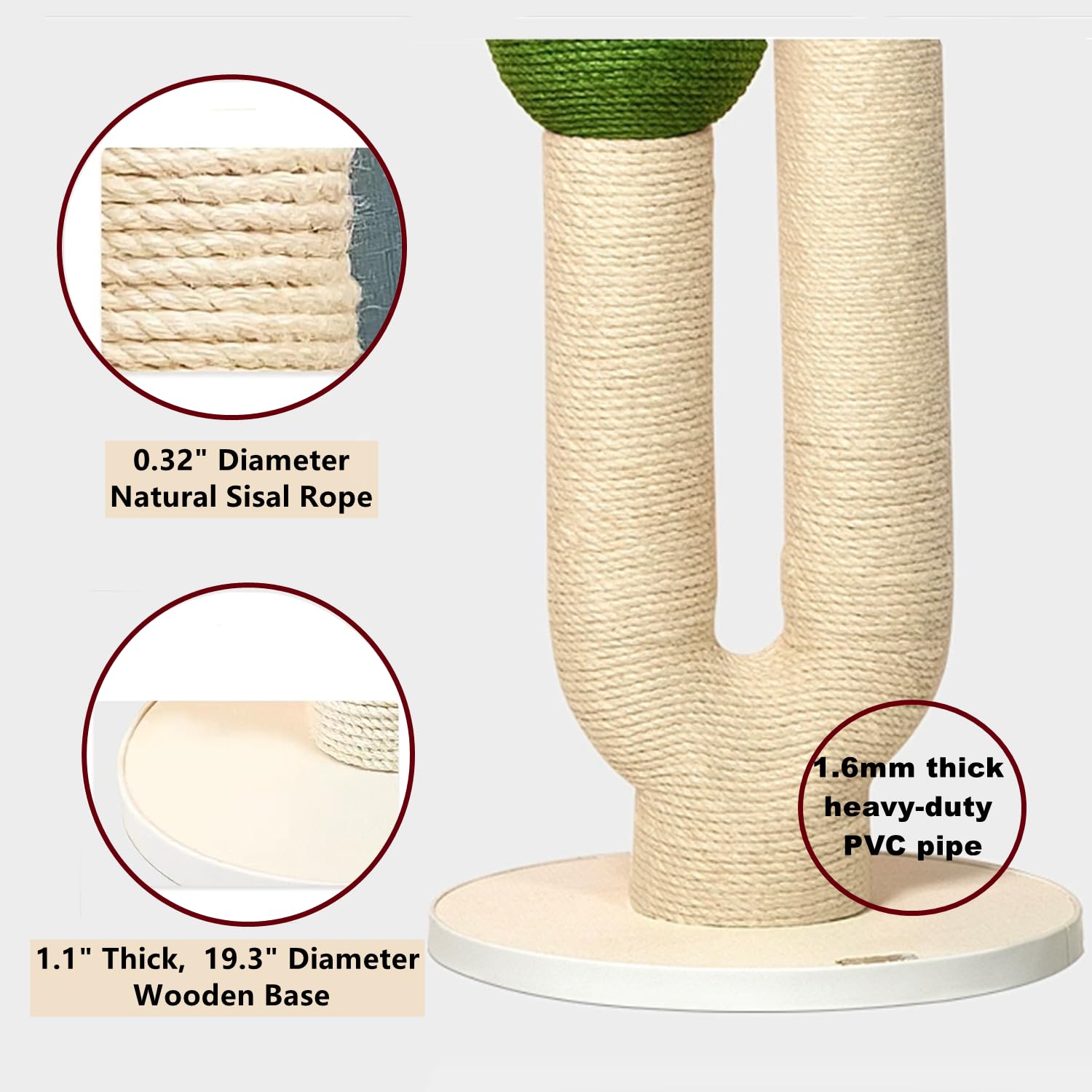 Poste rascador para gatos de 115 cm de alto y grande, torre de árbol de cactus para gatos