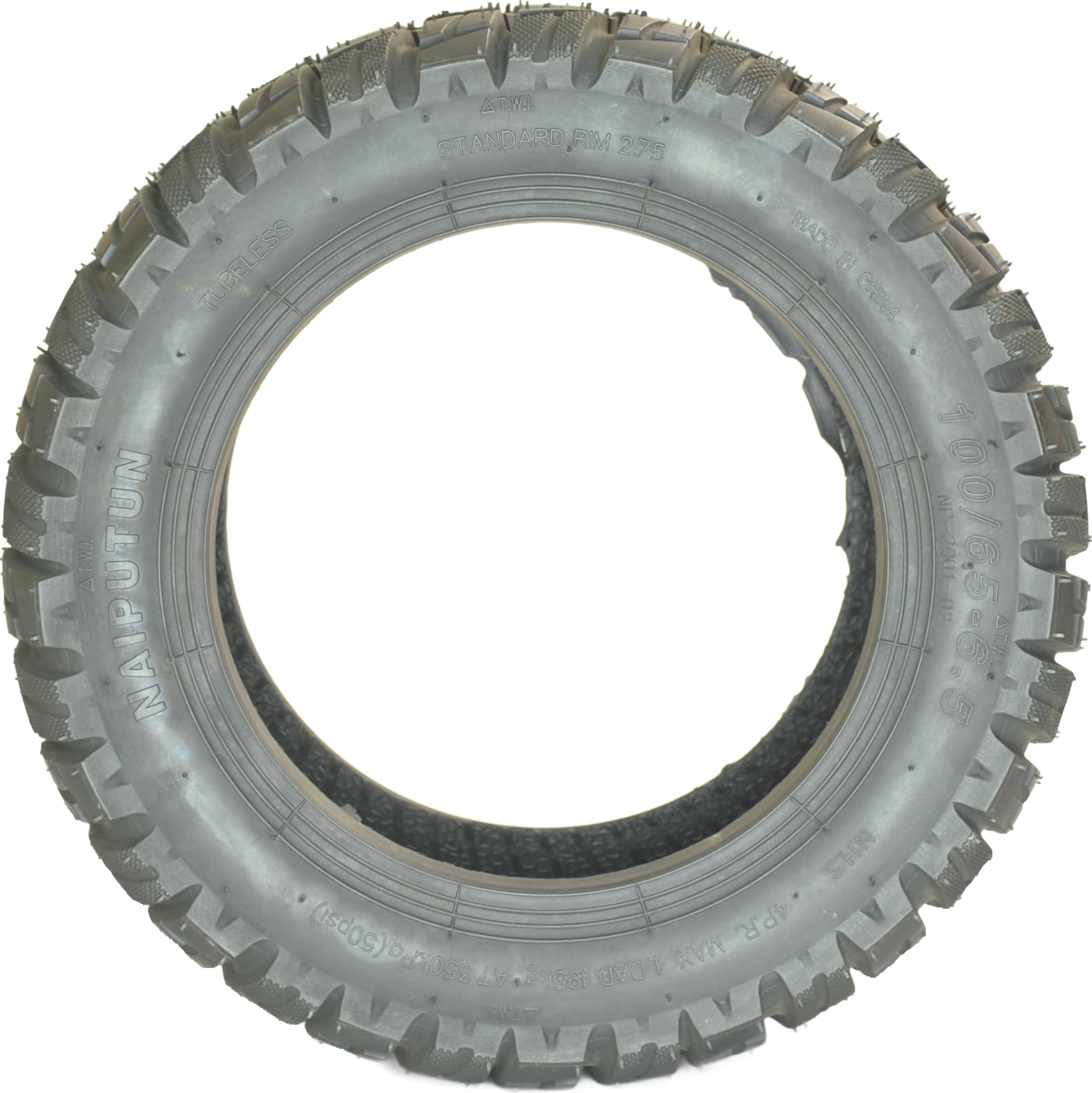 Naiputun Pneumatico Tubeless per Monopattino Elettrico, 100/65-6,5 pollici, Compatibile con Cerchio 2,75, Design All Terreno