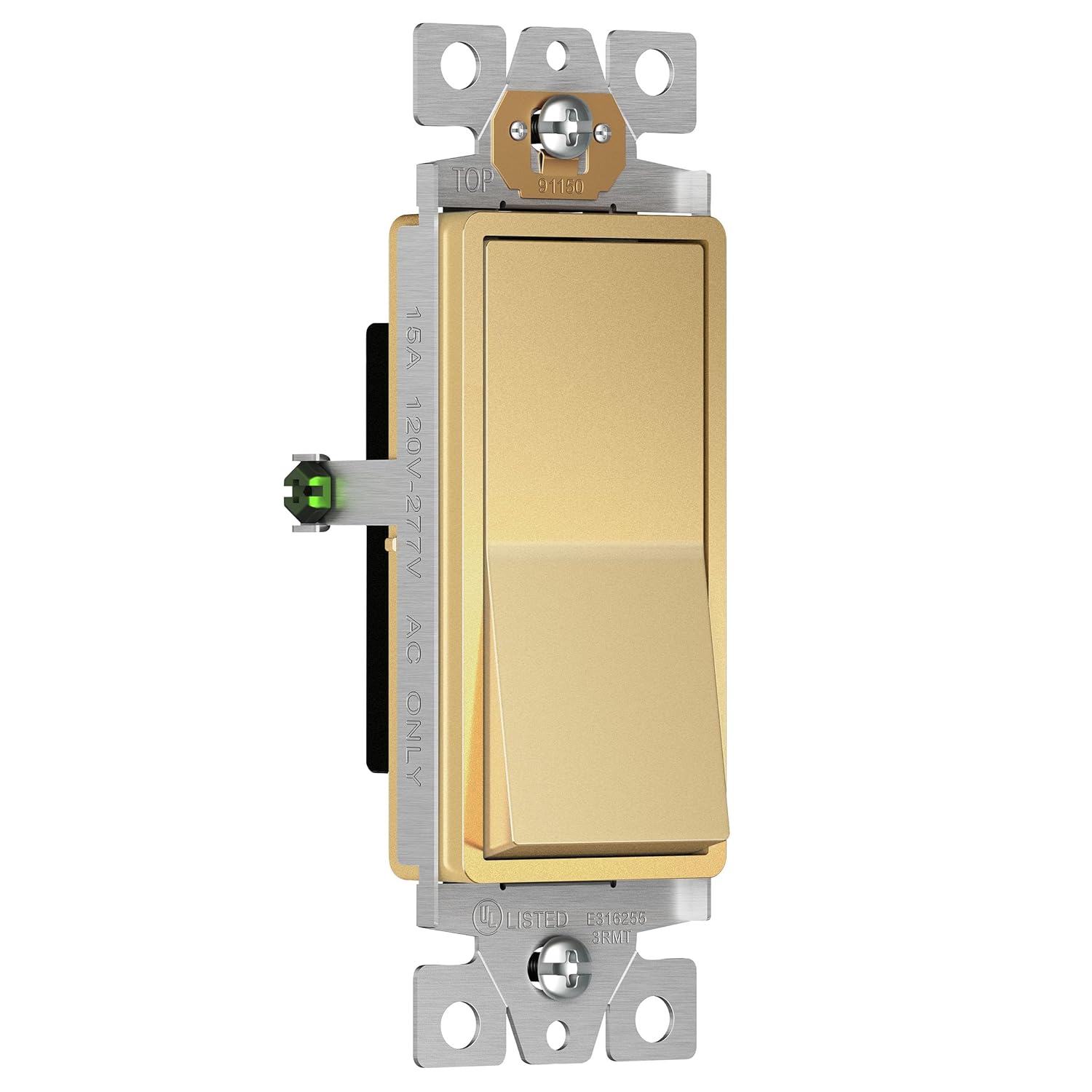 ENERLITES Elite Series Screwless Decorator Wall Plate Child & Elite Series Decorator Rocker Light Switch, 15A 120V/277V & 3-Way Decorator Paddle Light Switch, Gloss Finish, Single Pole