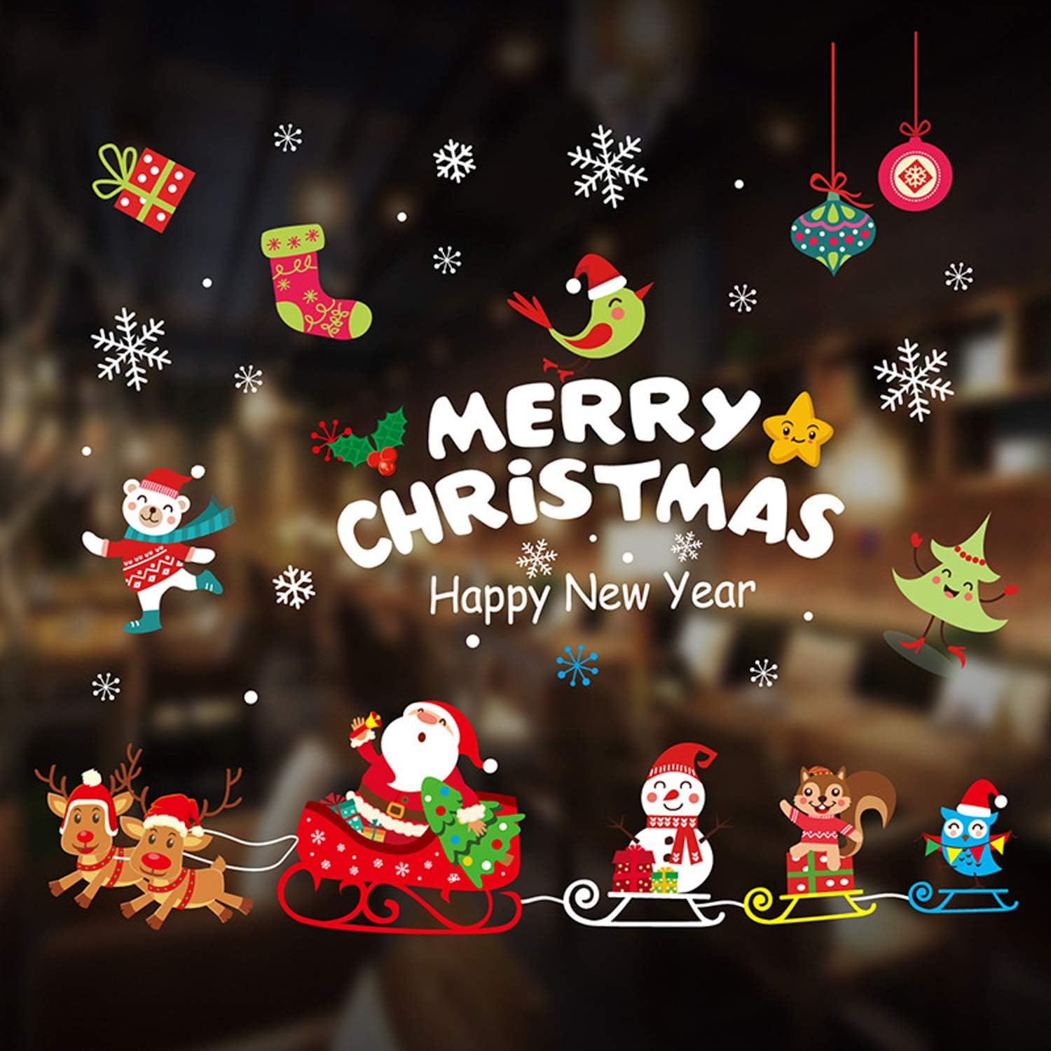 Amazon Co Jp ウォールステッカー クリスマス 窓 シール 壁紙 ポスター サンタ Xmas Christmas ガラスステッカー クリスマス デコレーション B1 ホーム キッチン