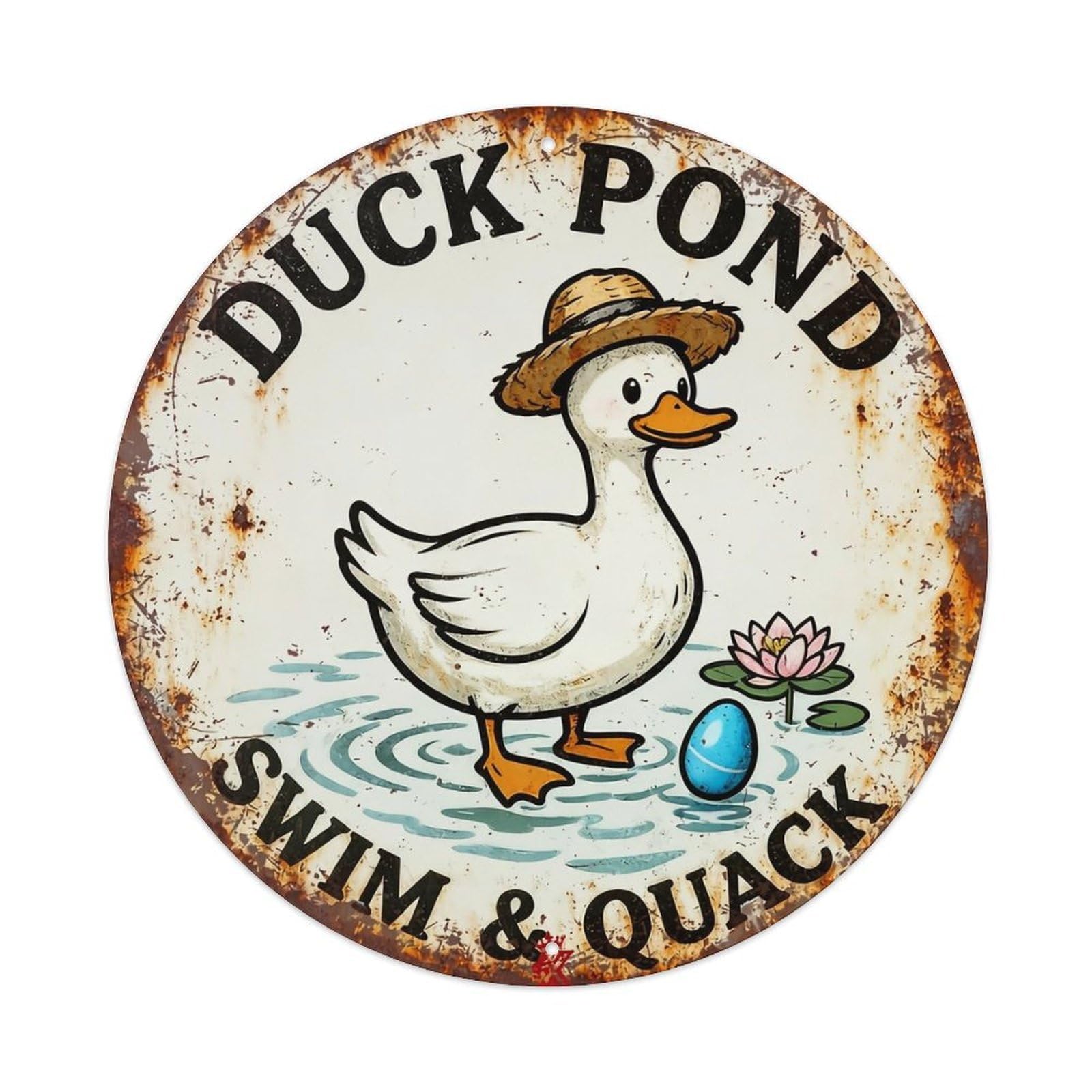 Duck Pond Swim Quack Sign Tin Sign Metal Poster Vintage Metal Signs for Home Man Cave Bar Cafe Kitchen laundry room Wall Decorations Gift 8x8Inch