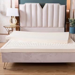 100 % Naturlatex-Matratzenauflage, feste Matratzenauflage, 7,6 cm, Doppelbettgröße und nicht zusammenklappbar, Memory-Schaum, hypoallergene Latex-Matratze, 120 x 200 cm