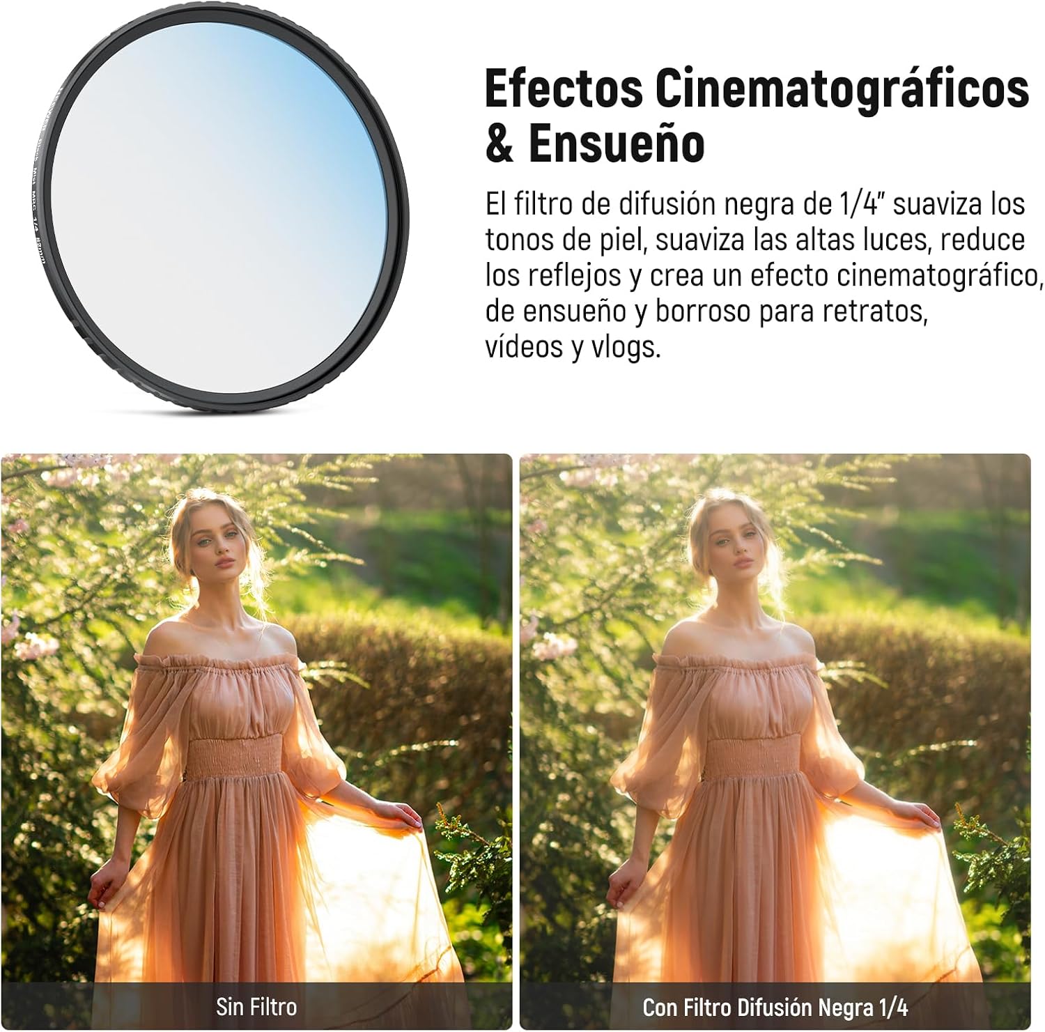 NEEWER 82mm Variable ND (ND2-32) + CPL + 1/4 Black Diffusion Filter Set (3 Pack), Camera Lens Filter Photography Accessories with AR/AF Coatings, Storage Case & Cleaning Cloth