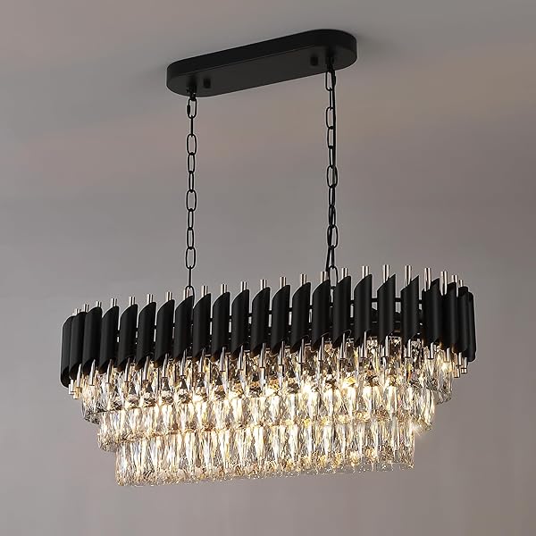 Luxury Black and Gold Crystal Chandelier
