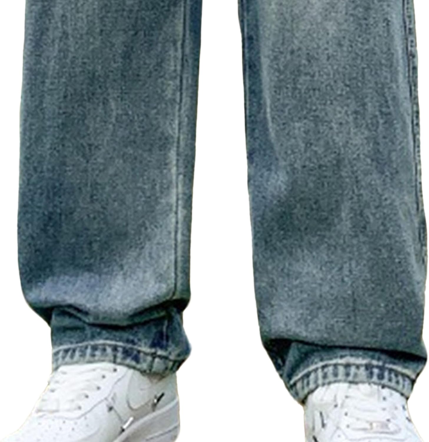 Men Drawstring Loose Denim Pants Classic High Street Solid Straight Jeans Outdoor Date Wear Fashion Denim Trouser