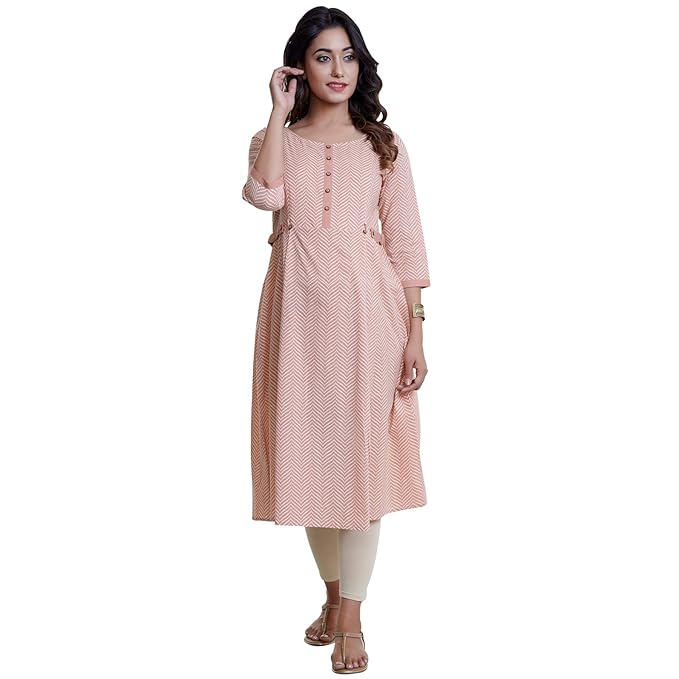 Women's Cotton Maternity A-Line Kurta/Dress/Breastfeeding/Nursing/Easy Feeding kurti with Zip for Pre and Post Pregnancy