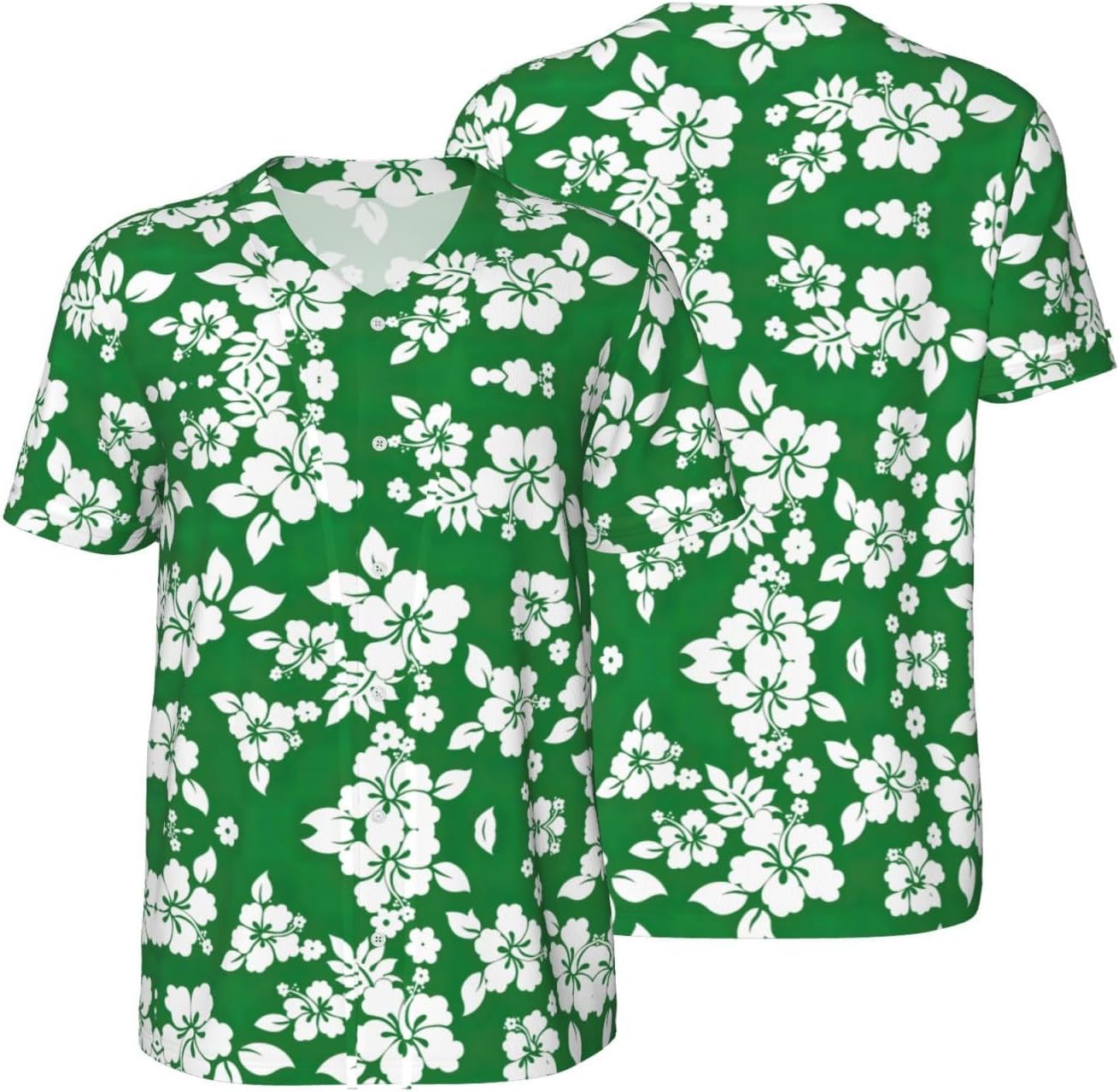 Hawaii Flower Stylish Softball Jersey,Personalized and Breathable Baseball Button Down for Men for All Seasons and Occasions