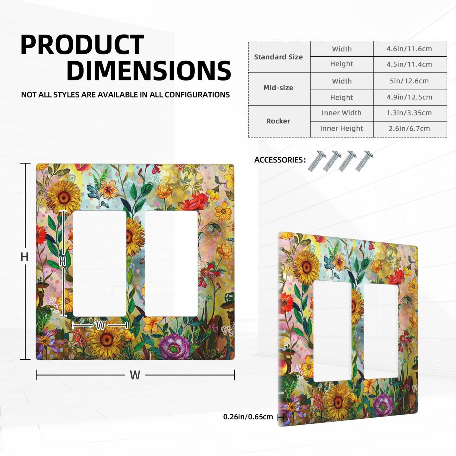 Colorful Sunflower Wall Plates - Decorative Light Switch Covers -5 Colorful Sunflower Wall Plates - Decorative Light Switch Covers -5