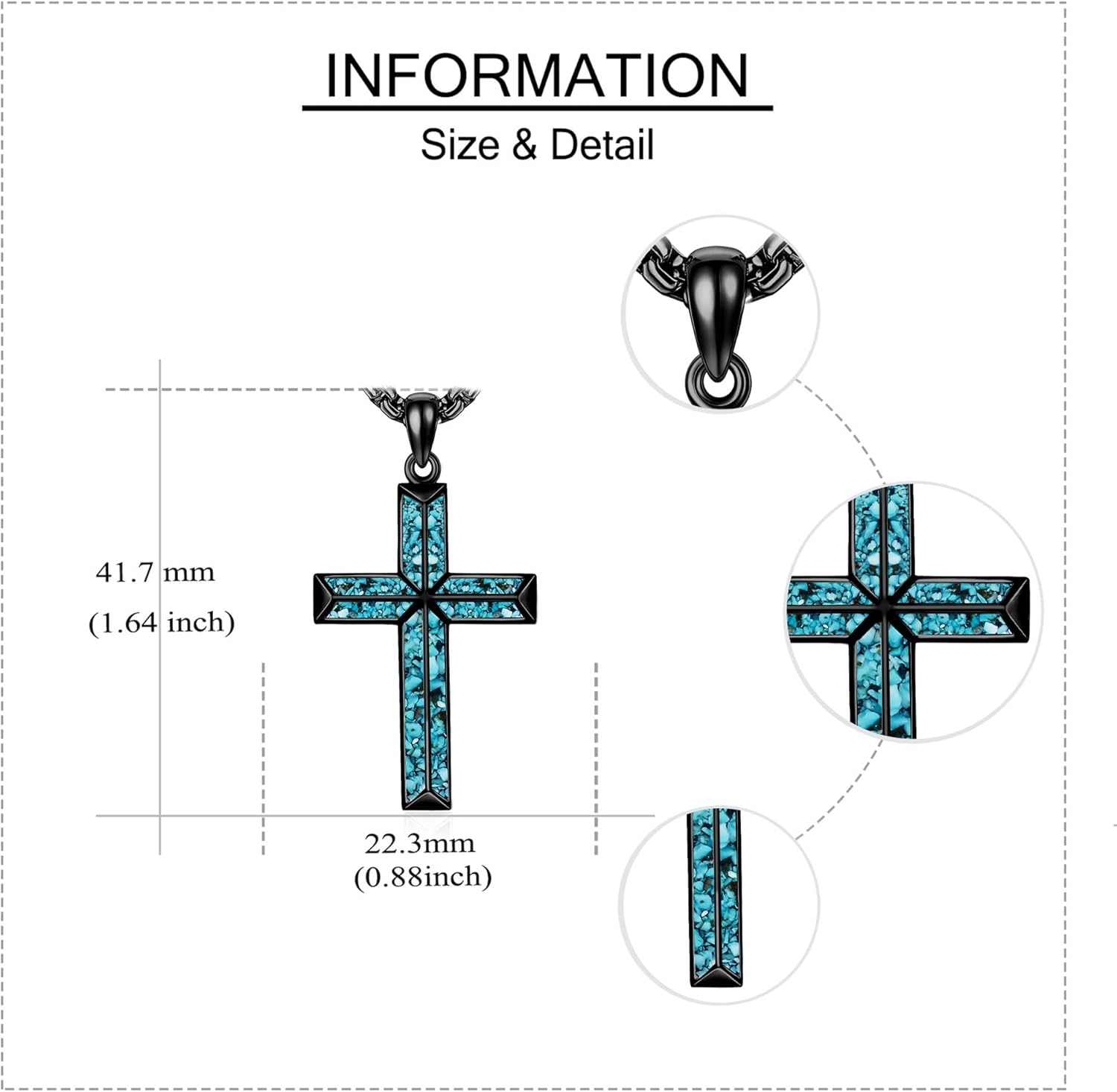 ONEFINITY Cross Necklace Sterling Silver Turquoise Black Cross Pendant Necklace Religious Jewelry Gifts for Women Men - Image 6