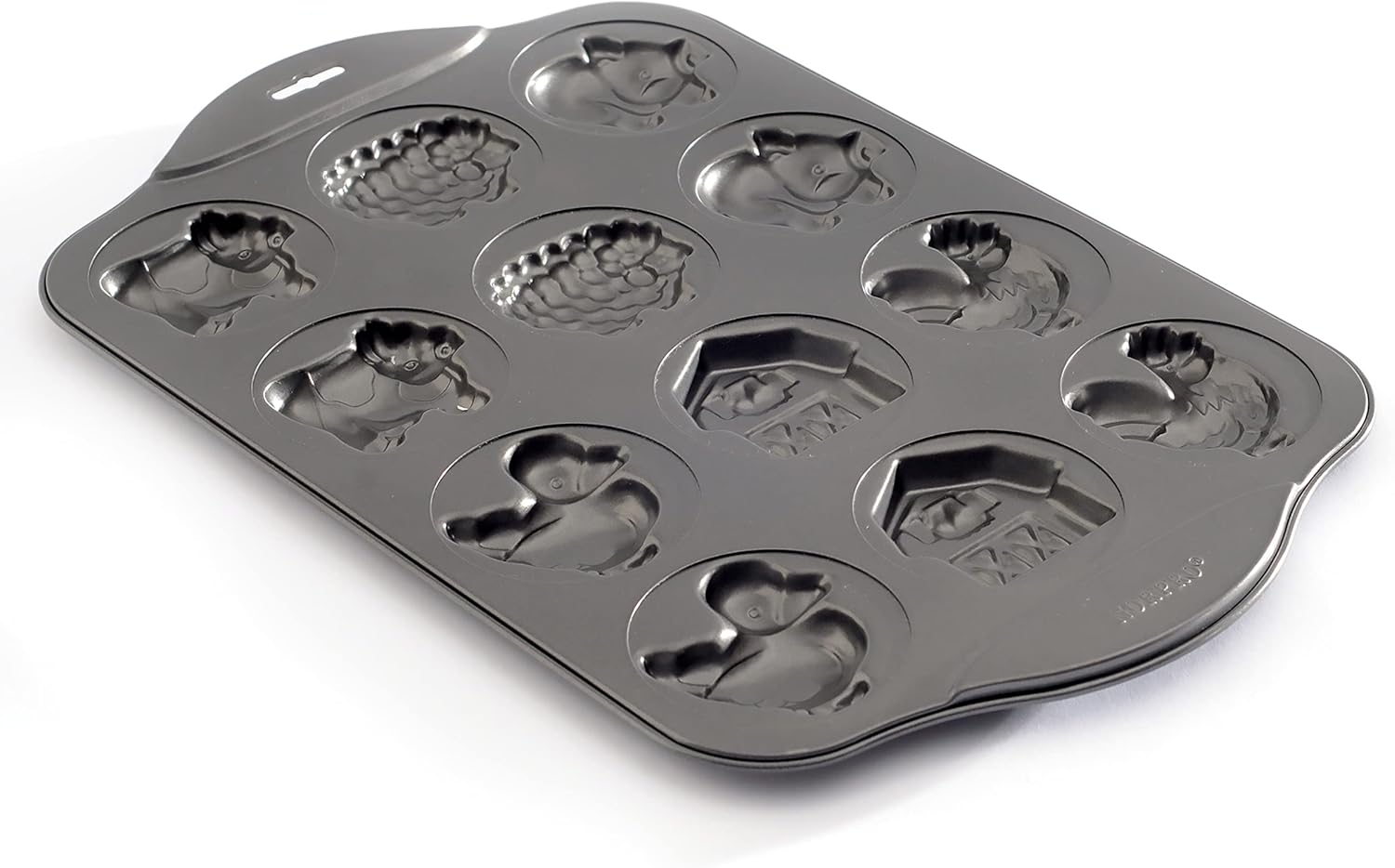 Norpro 3967 12 Cup Nonstick Farm Cookie Pan, 17 x 11 x .5in/43 x 28 x 1.25cm, Black