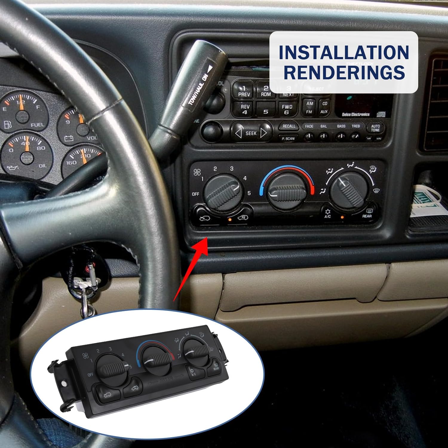 Front A/C Heater Climate Control Module Compatible with 1999-2002 Chevrolet Silverado 1500 2500 GMC Sierra 1500 2500 2001-2002 Chevrolet Silverado 1500 HD 2500 HD Replace# 599-218, 15054697