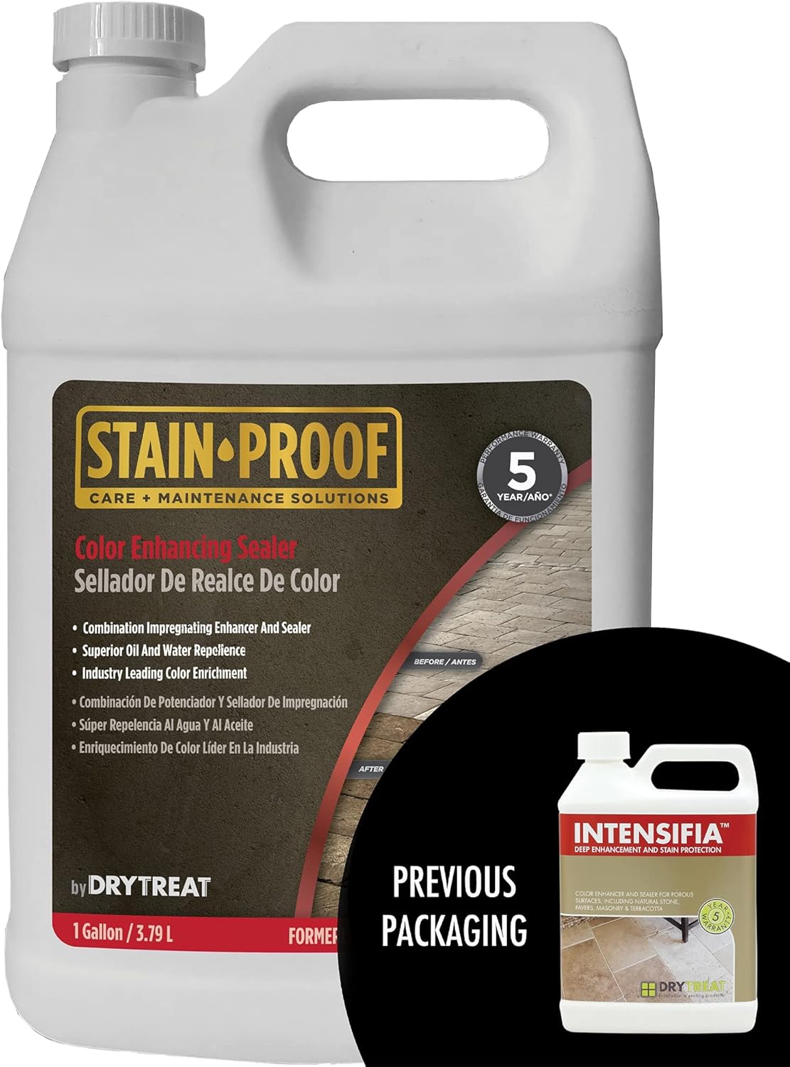 One-Day Sale: Up to 70% Off DRY-TREAT Intensifia - - Combination Enhancer and Sealer for Natural Stone, Masonry, Patios, Driveways, Floors, Countertops, Garages, and More - 130832-1 Gallon