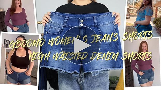 Gboomo Womens Plus Size Casual Denim shorts High Waisted