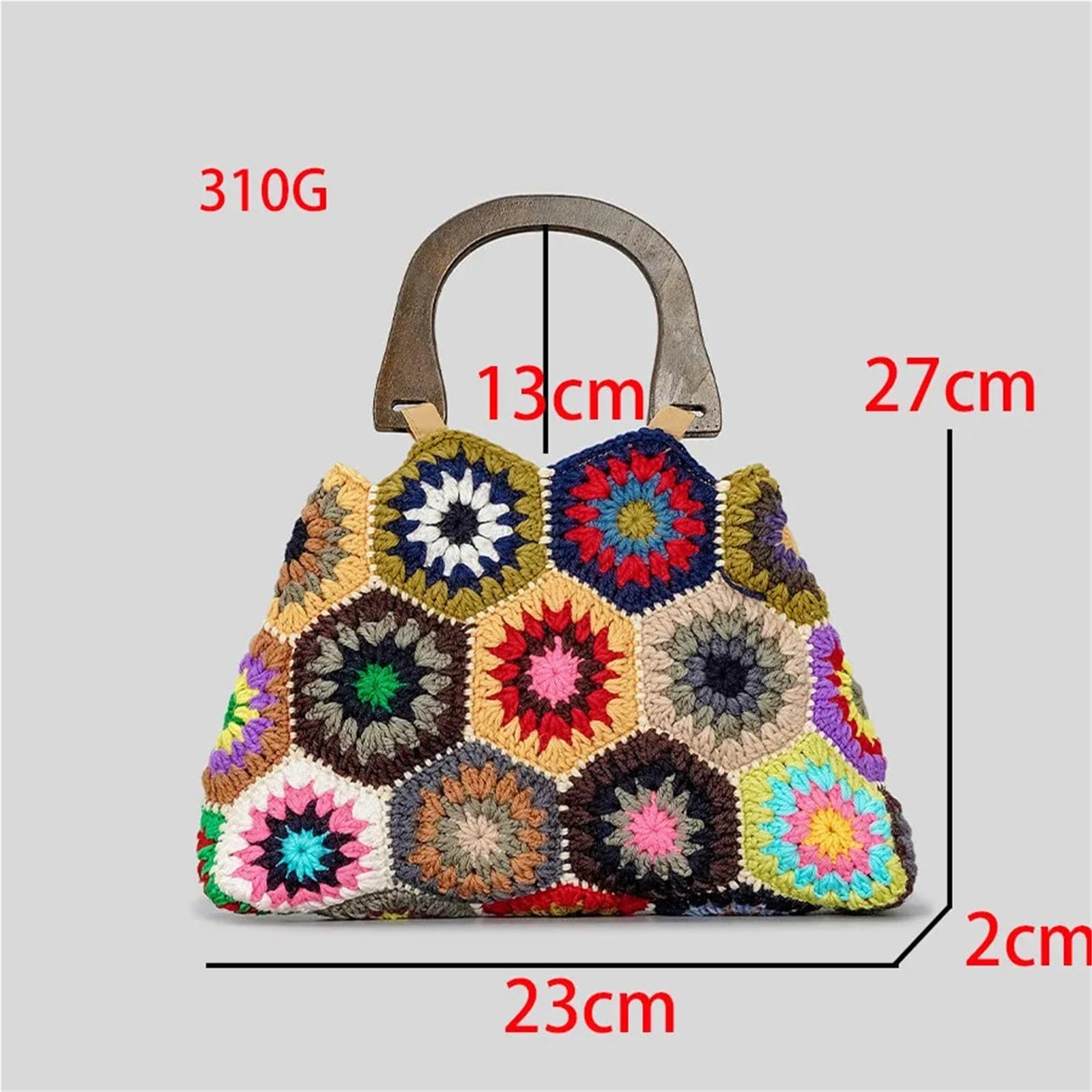 Bolso De Ganchillo Bolsos de hombro coloridos, tejidos a crochet, con flores clásicas y cuadradas de moda hechos a mano