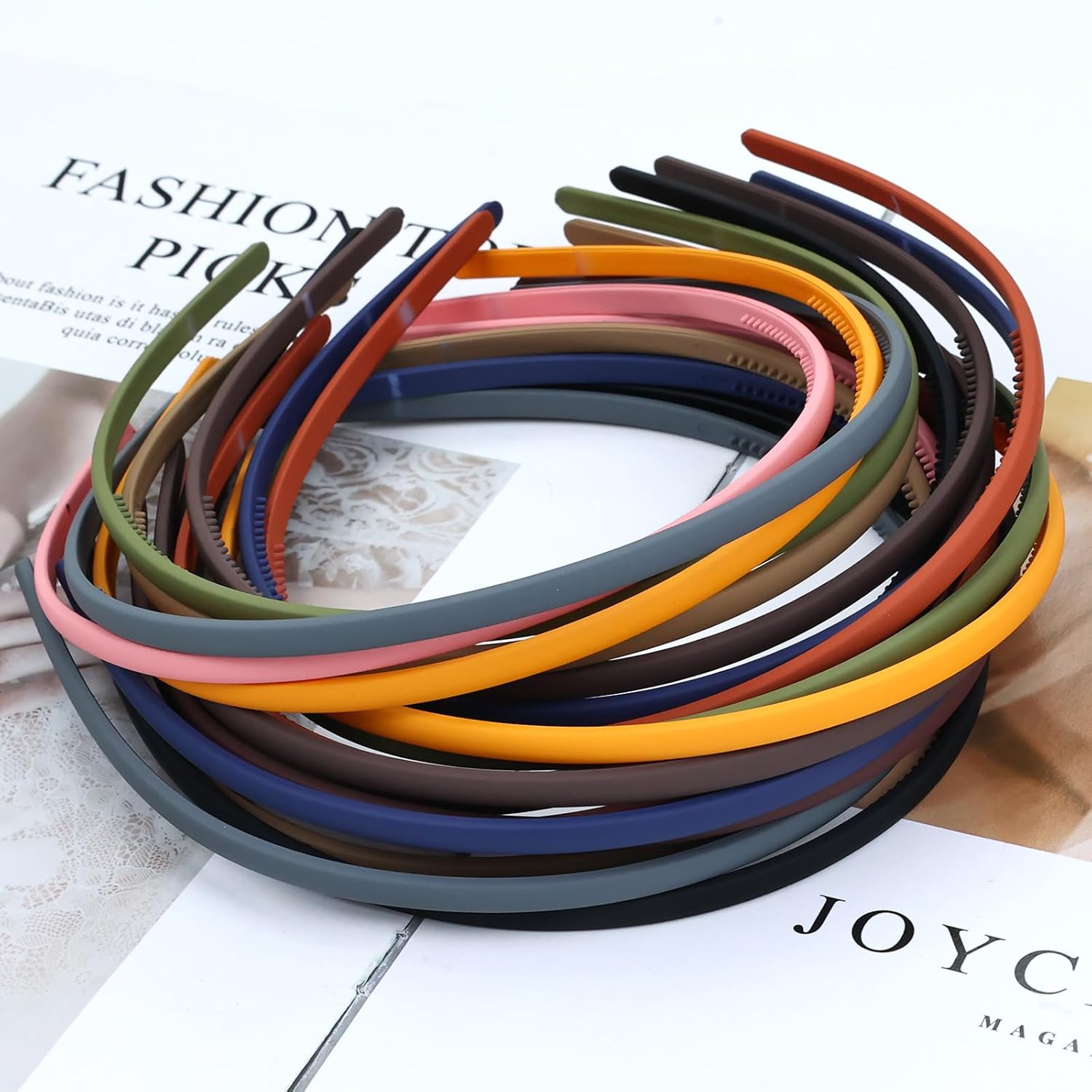 Lawie 20 Pack Colorful Frosted Slim Thin Plastic Headbands With Teeth Skinny Wire Comb Hair band Hair Clasp Holder Tiara Crown Craft DIY Accessories for Women Girls (20 Pack of 10 Colors, 5 MM) - Image 8