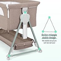 Vista 5 de Cowiewie Moisés Junto a la Cama, Moisés para Bebé con 7 Alturas Ajustables, Moisés Junto a la Cama para Bebé con Almacenamiento, Malla Transpirable