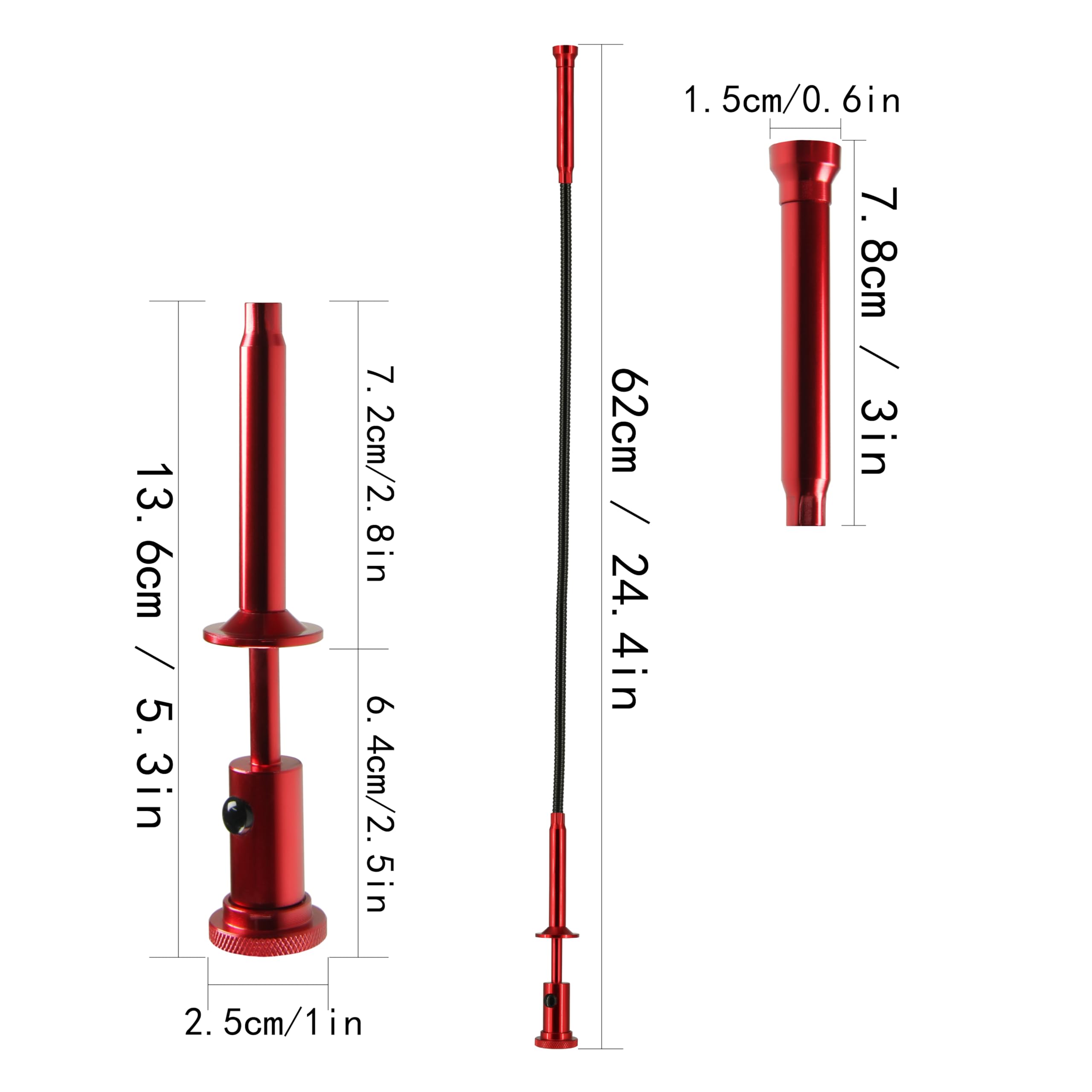 Pinza raccogli artigli flessibile, 62 cm, pieghevole, con luce LED, lungo e pratico, per raccogliere rifiuti e scarichi per lavello domestico e piccoli oggetti in metallo (rosso)