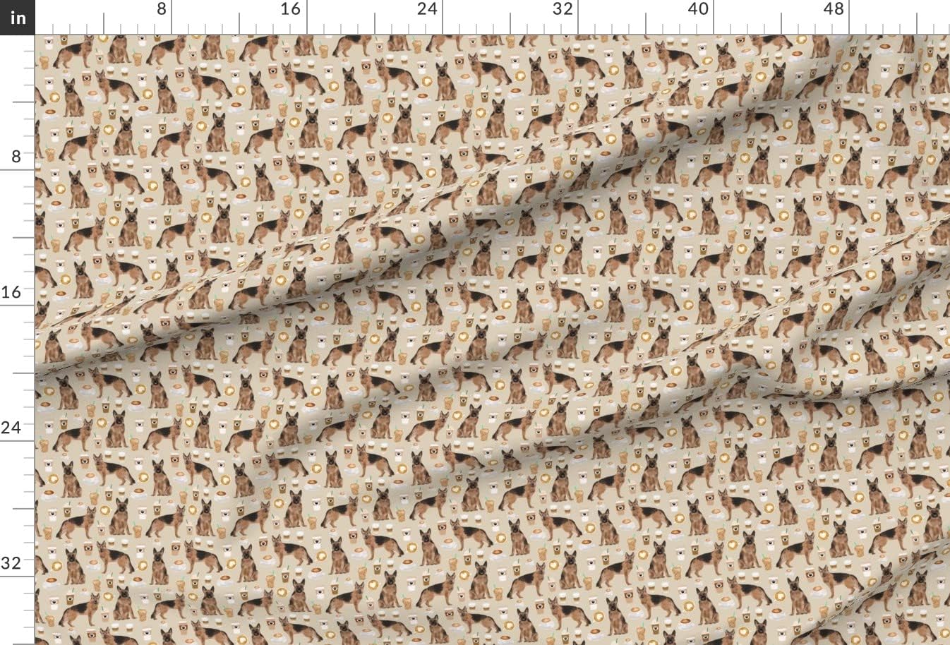 Spoonflower Fabric - Coffee Brown Dogs German Shepherd Coffees Cute Dog Shepherds Pet Printed on Minky Fabric by The Yard - Sewing Baby Blankets Quilt Backing Plush