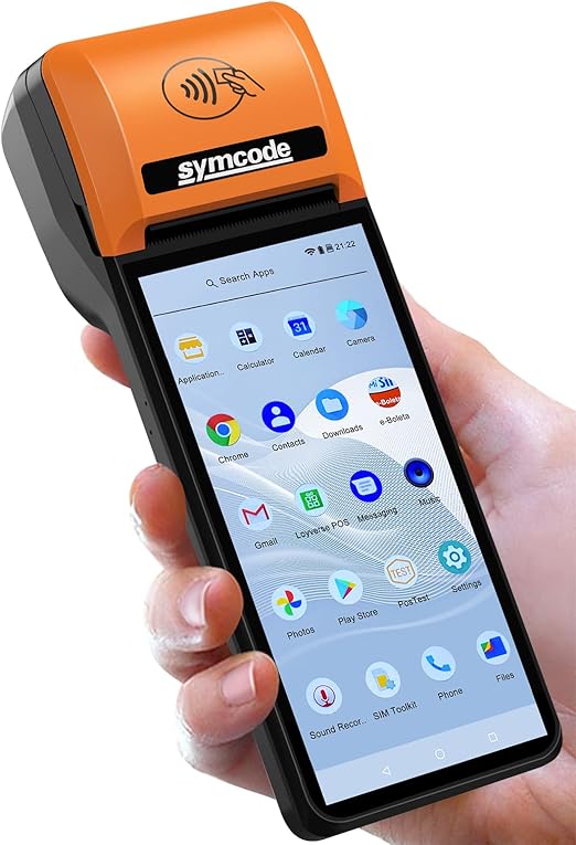 symcode New POS PDA Thermal Receipt Printer 5.99" High Resolution and Clear Touch Screen Handheld PDA Printer Mobile POS Machine Terminal Printer Android 8.1 OS Built-in Google Play and NFC