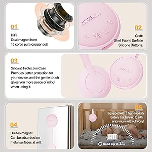 White Noise Sound Machine, Portable Sound Machine for Sleeping Adults & Baby, with Bluetooth 5.1/24 Soothing Sounds/Battery Powered/3 Timer Memory Function for Office/Bedroom/TravelPink
