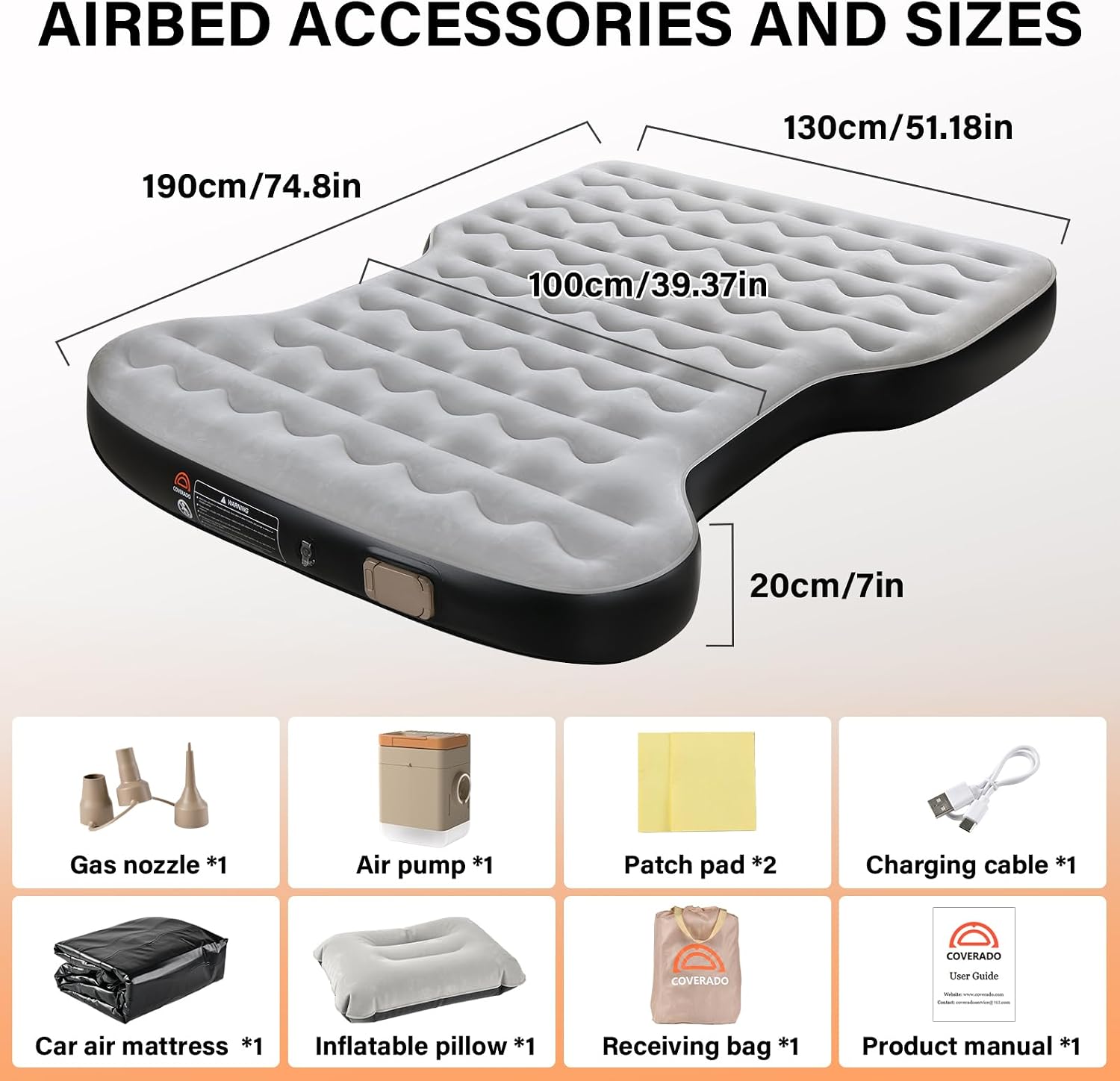 Coverado Tesla Model Y Air Mattress, One Click Self Inflating Tesla Y Sleeping Pad, Wireless Pump & Light Function, 4.5" Thick Comfort Flocking Model Y Air Bed, Tesla Model Y Mattress Fit 2020-2026