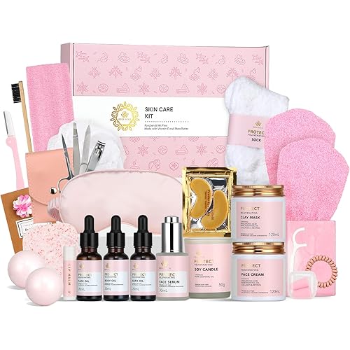 Christmas Gifts for Women, Spa Gifts 28pcs Rose Facial Skin Care Set for Women, Face Cream, Bath Oil, Serum, Shower Accessories - Bath and Body & Facial Kit - Birthday, Valentine's, Bridal Shower