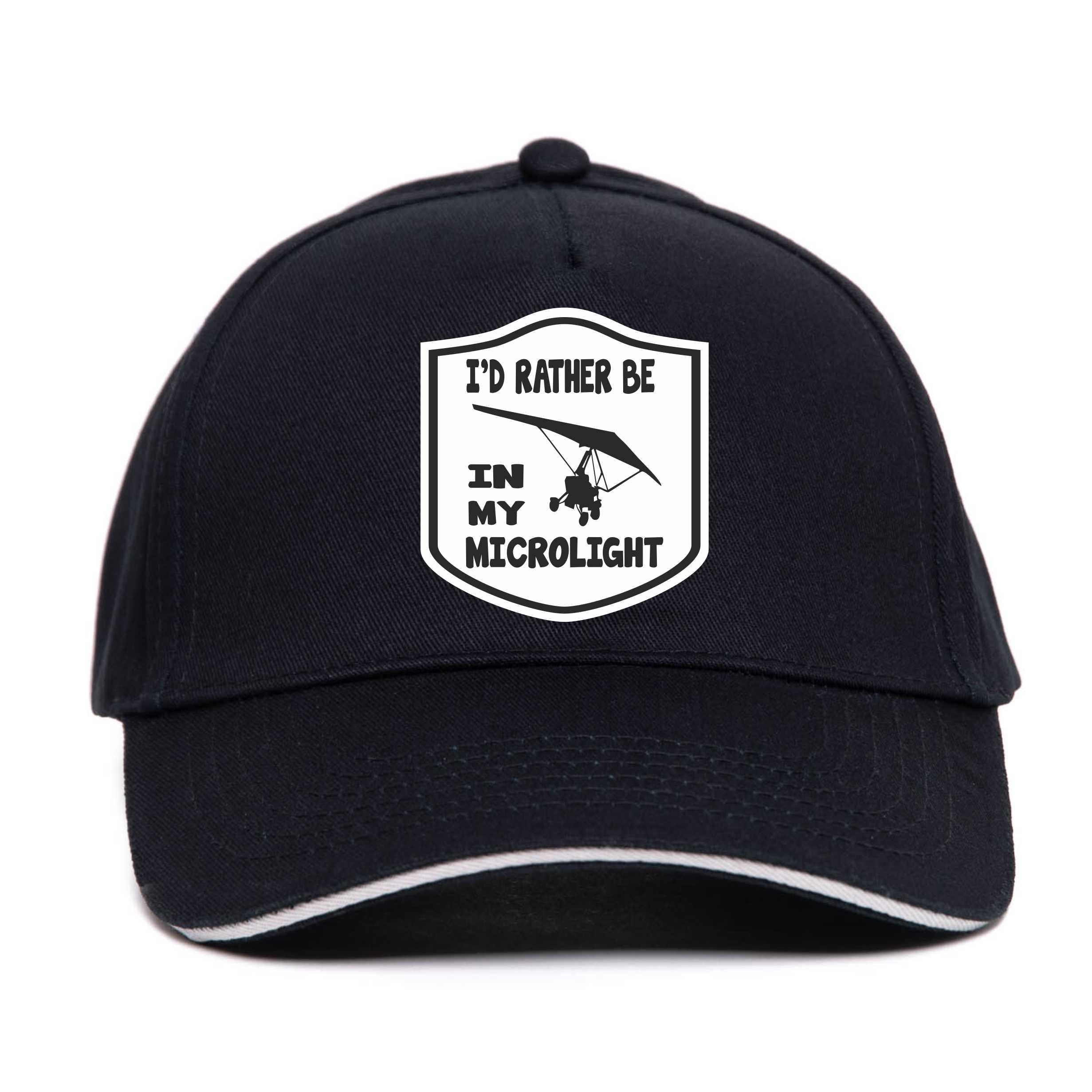 Print4U I'd Rather Be On My Microlight Baseball Cap Funny Birthday Hat Black