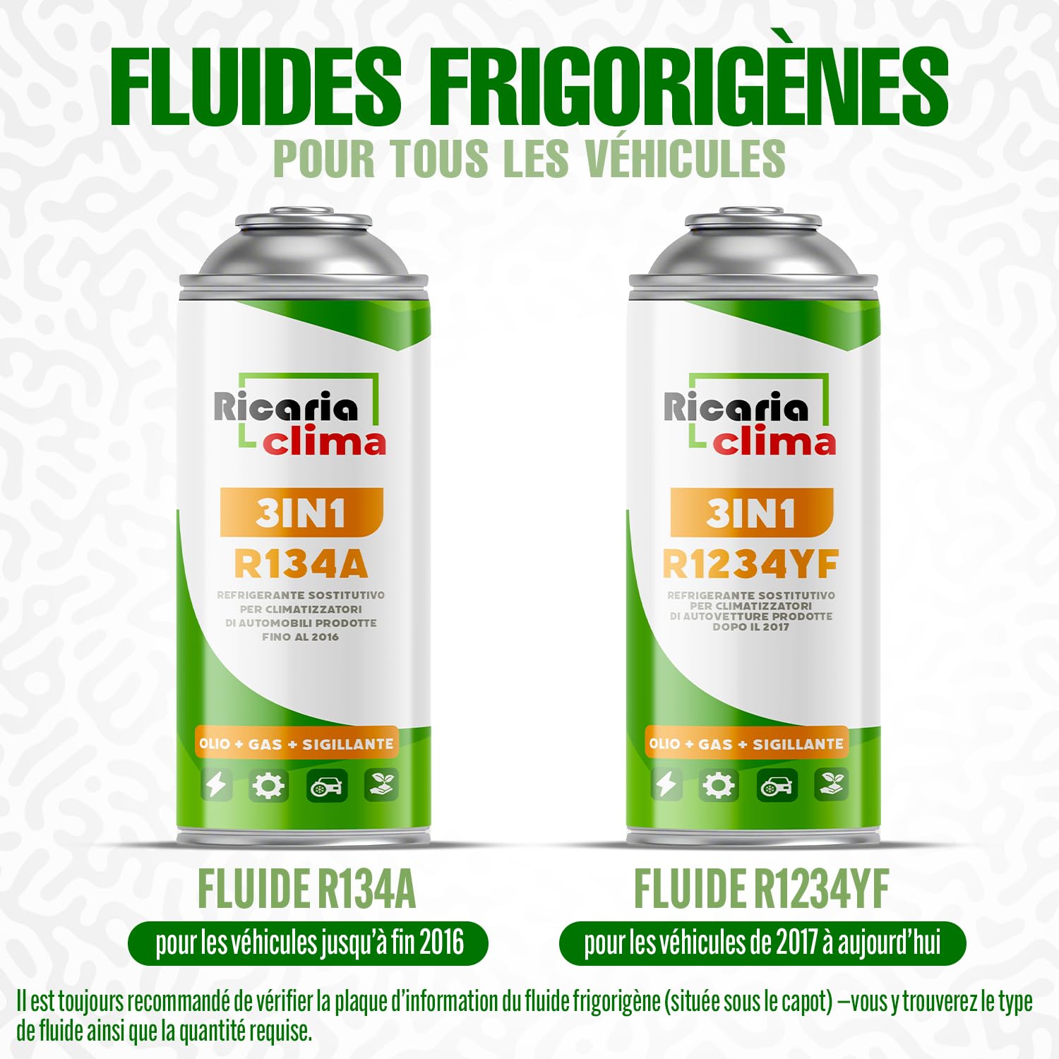 3en1 Remplaçant Fluide Réfrigérant R134a – 235 g Kit Recharge Climatisation Automobile avec Tuyau et Manomètre – ECO