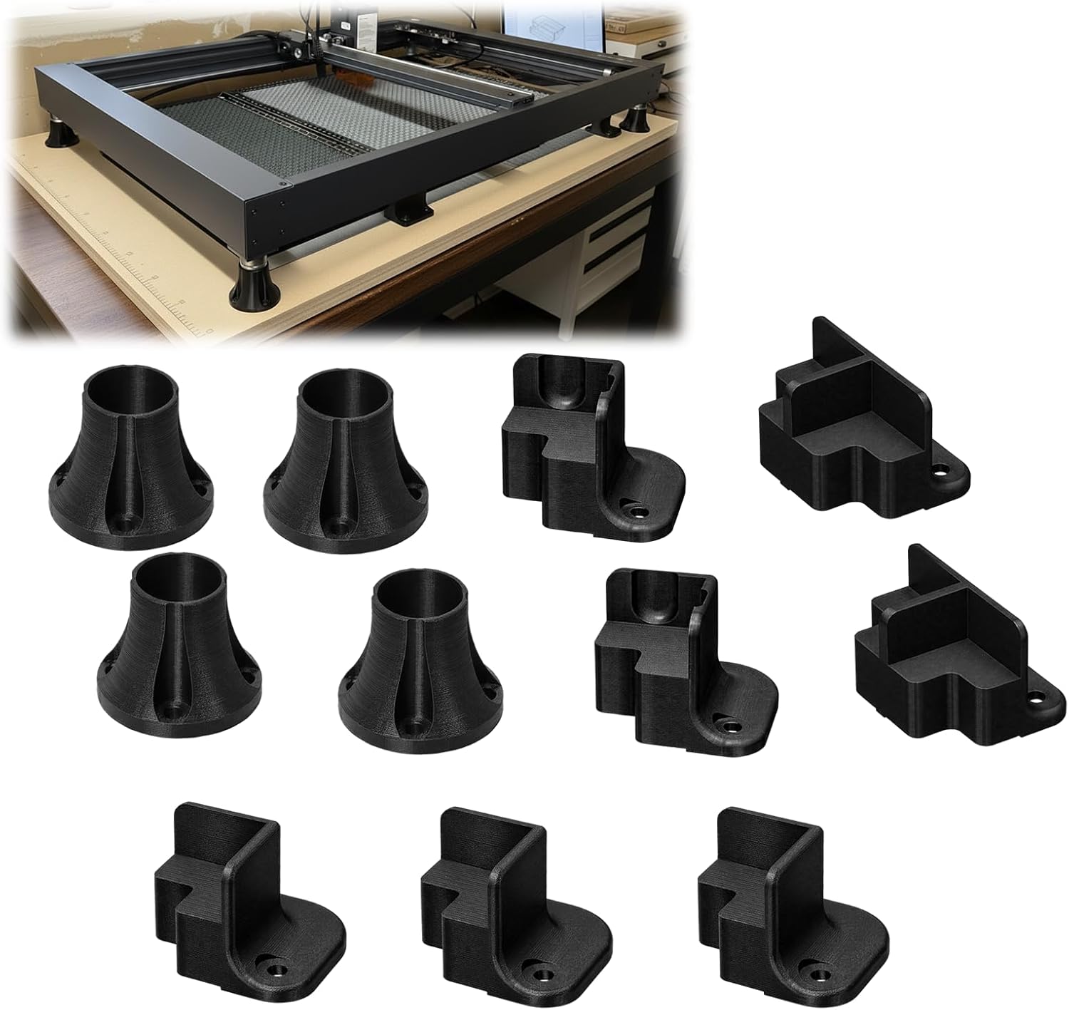 Laser Cutter Foot Brackets and Honeycomb Risers Kit for xTool D1 Pro, for MDF Mounting Support, Improved Airflow Clearance, Stable Base Upgrade