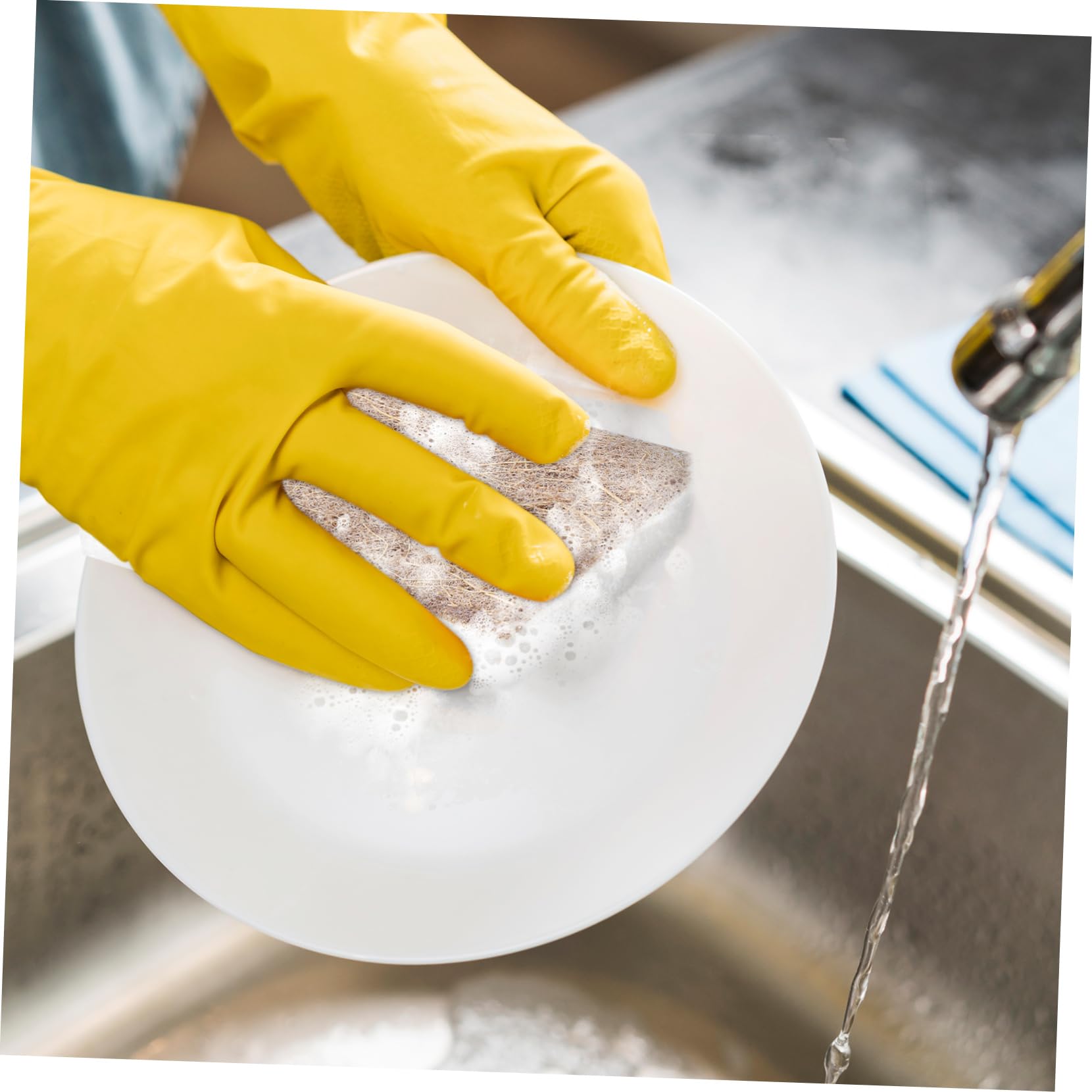 SOLUSTRE 12 Piezas Esponjas de Cocina Absorbentes con Fibra de Natural y Pulpa de Madera Estropajo para Limpieza Diaria Fregaderos y Baños Duraderas Rayas