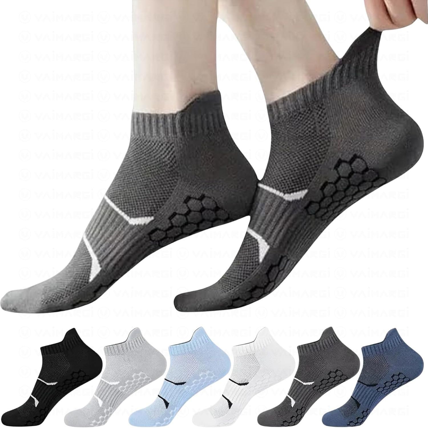 Athletic Performance Ankle Socks, Cushioned Mesh Sports Socks with Anti-Odor, Breathable Sweat-Wicking for Running, Training, Gym Workouts, Multiple Colors, 6- Pair Pack-image-26