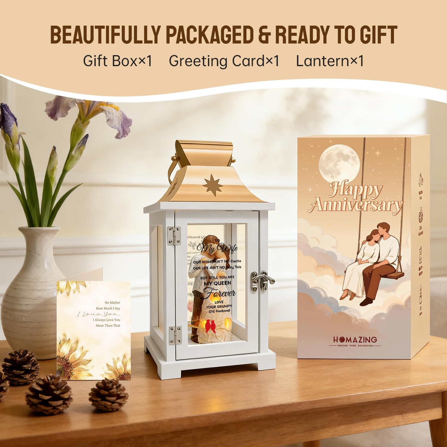 Gift for Wife, Best Mother's Day Valentines Day Anniversary Birthday Gifts Lantern for Wife Christmas