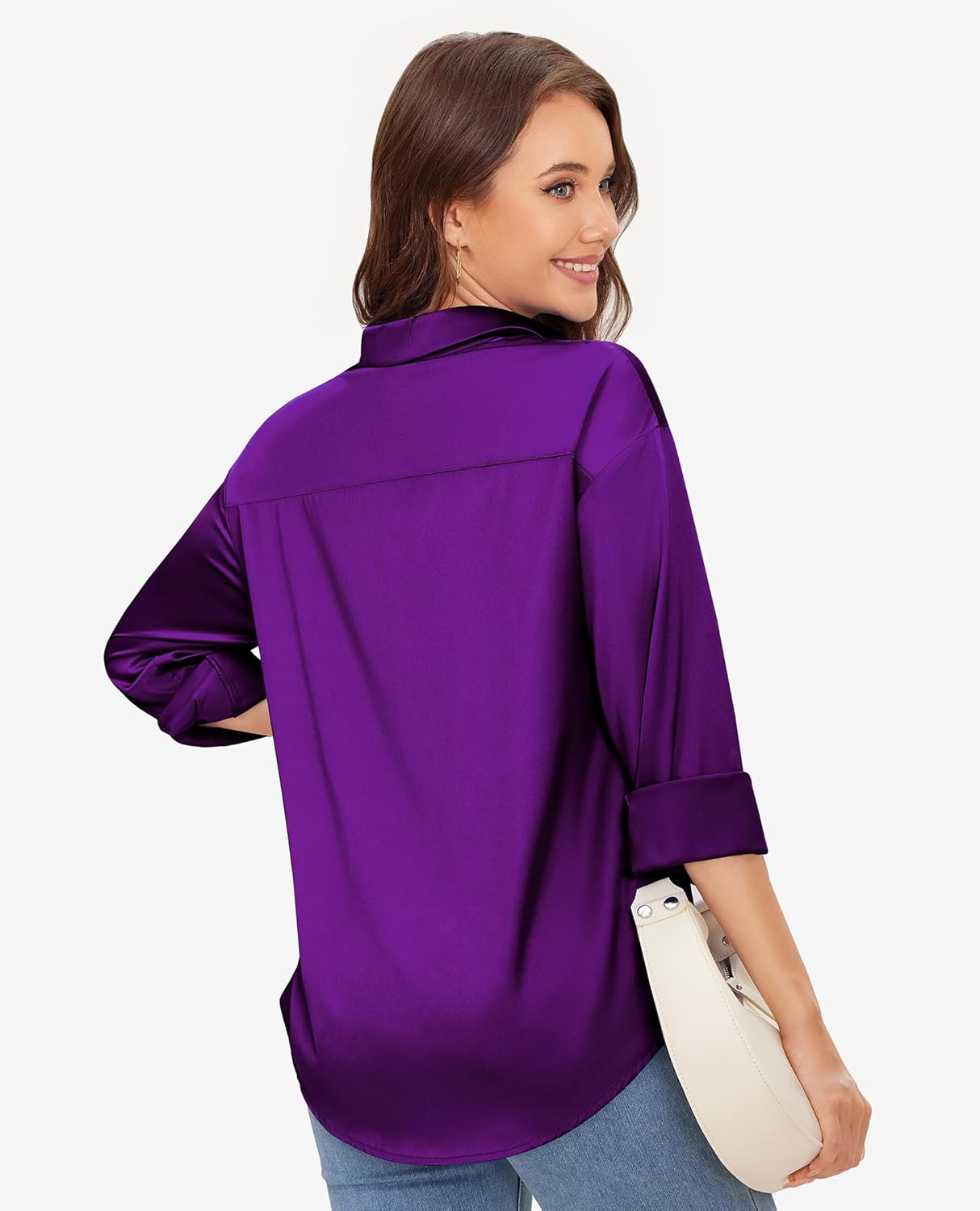 siliteelon Button Down Shirts For Womn Satin Women Blouse Silk Long Sleeve Dress Shirt Business Tops Office Work - Image 4