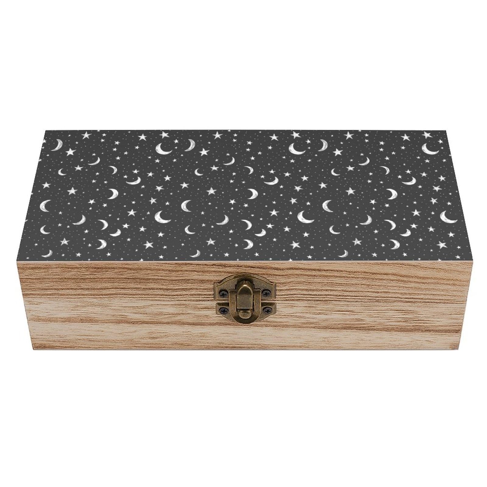 HLBSDM Moon Star Wooden Storage Vintage Keepsake Decorative Boxs