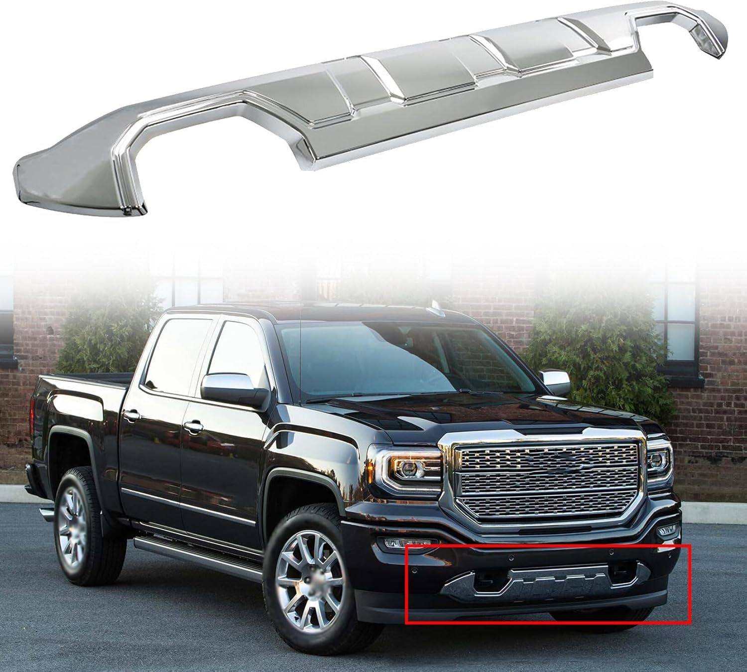 Plastic Front Bumper Lower Valance Chrome Replacement for 2016-2019 Sierra 1500 GM1015122