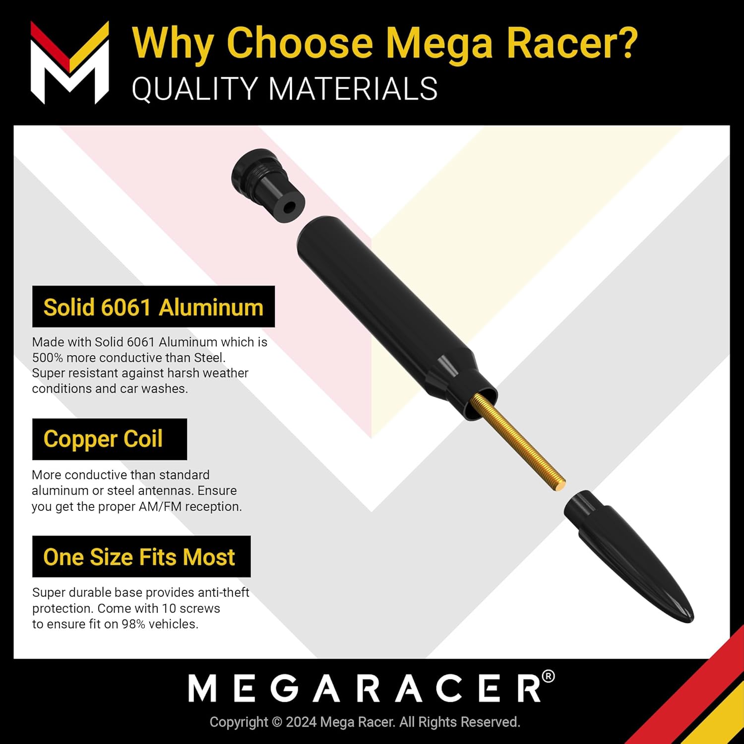 Universal 50 Cal Bullet Antenna for Truck Antenna | Antena para Carro | Ford F150 Ram 1500 Silverado & More Car Replacement | Short 5.5 Inch Black