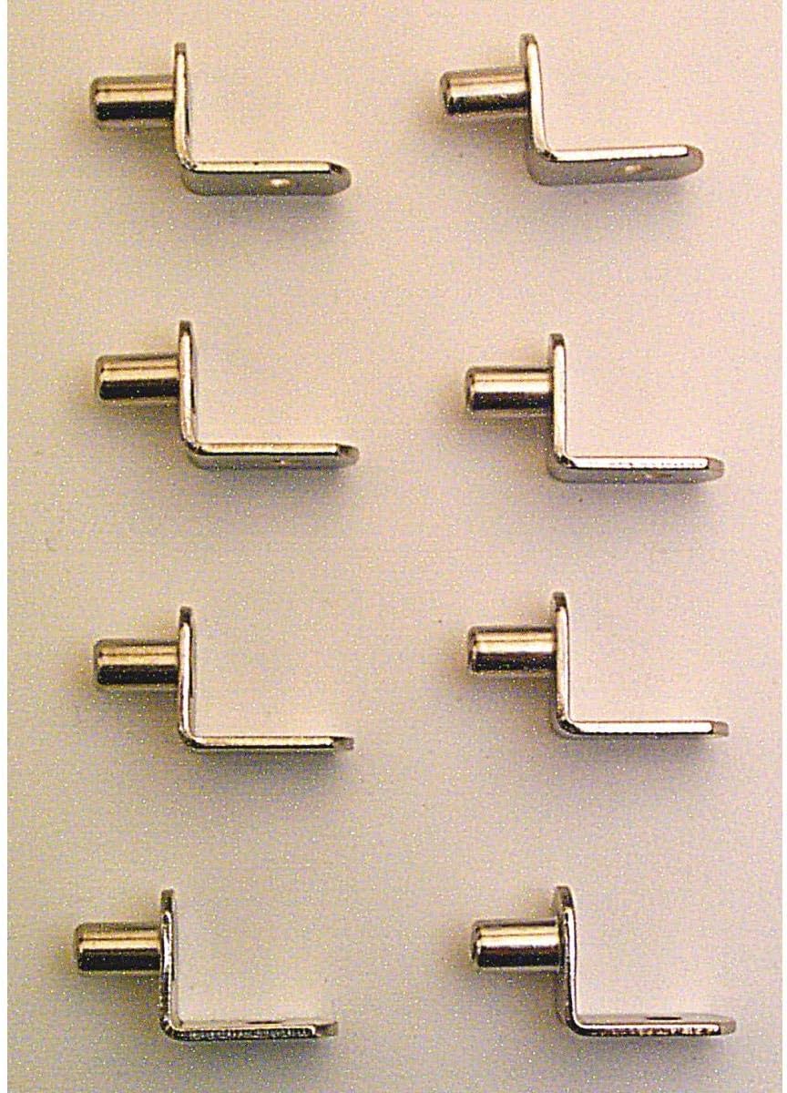 Slide-Co 241941 Shelf Support Peg, 1/4 inch, Nickel Plated Metal (Pack of 8)