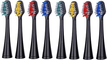 Pursonic 8 Pack Replacement Brush Heads for Pursonic Models S420,S430,S450,S620,S625, Black