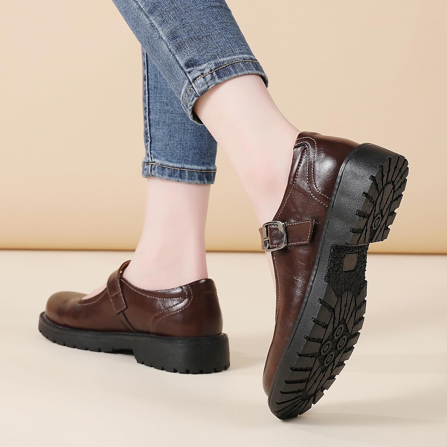 Mary Jane Shoes Women Mary Janes for Women's Flats Non Slip Maryjane Oxford Cute School Ladies Dress Casual Comfortable Work Shoes - Image 9
