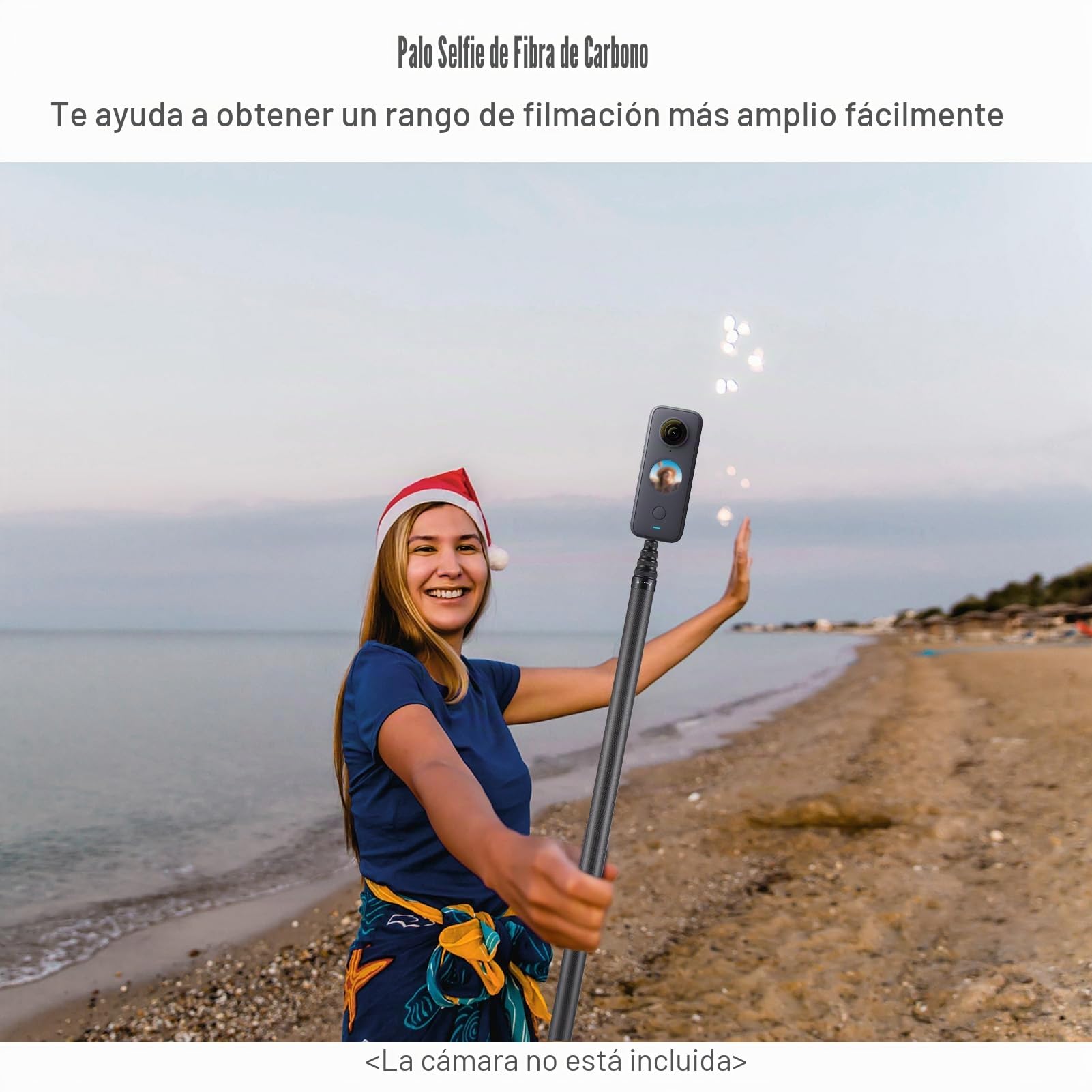 Andoer Palo selfie invisible de 500 cm, palo para selfies, soporte de fibra de carbono, soporte para cámara con tornillo de 1/4 pulgadas, compatible con GoPro/Insta360 X2/X3/X4 y otras cámaras