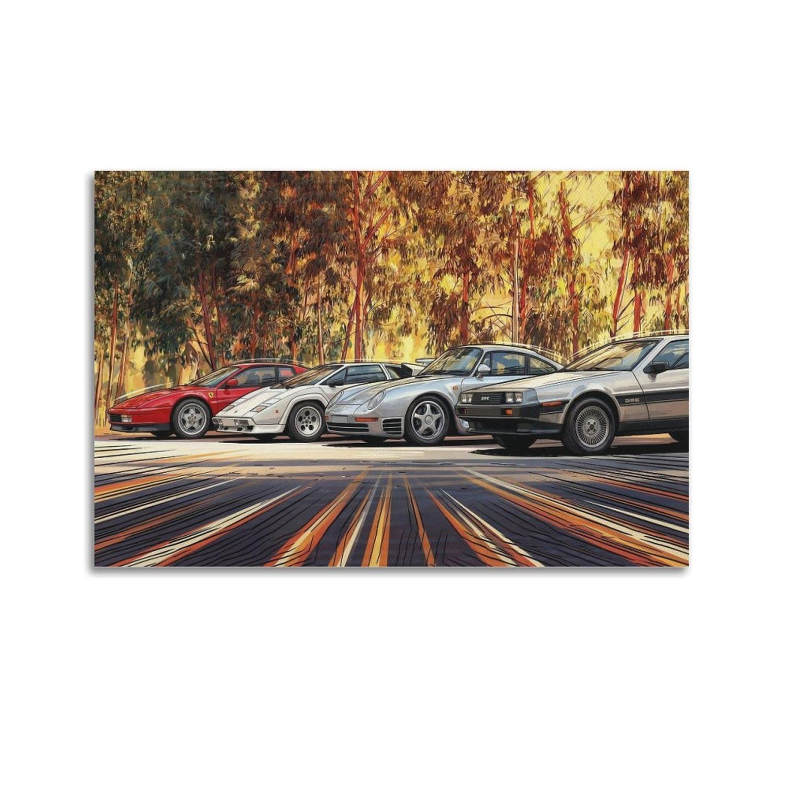 OKAHYS Testarossa Countach LP5000 959 Komfort DMC-12 Poster Modern Decorative Canvas Prints - Ideal Wall Art for Family, Man Cave, Game Room, Boys & Girls Bedroom 20x30inch(50x75cm)