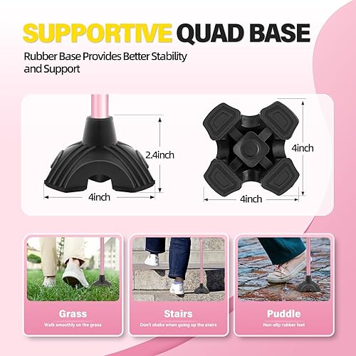 Miniatura 7 de BeneCane Bastón ajustable con mango acolchado suave para hombres y mujeres, ligero, cómodo, base de estabilidad adicional, ayuda de movilidad para