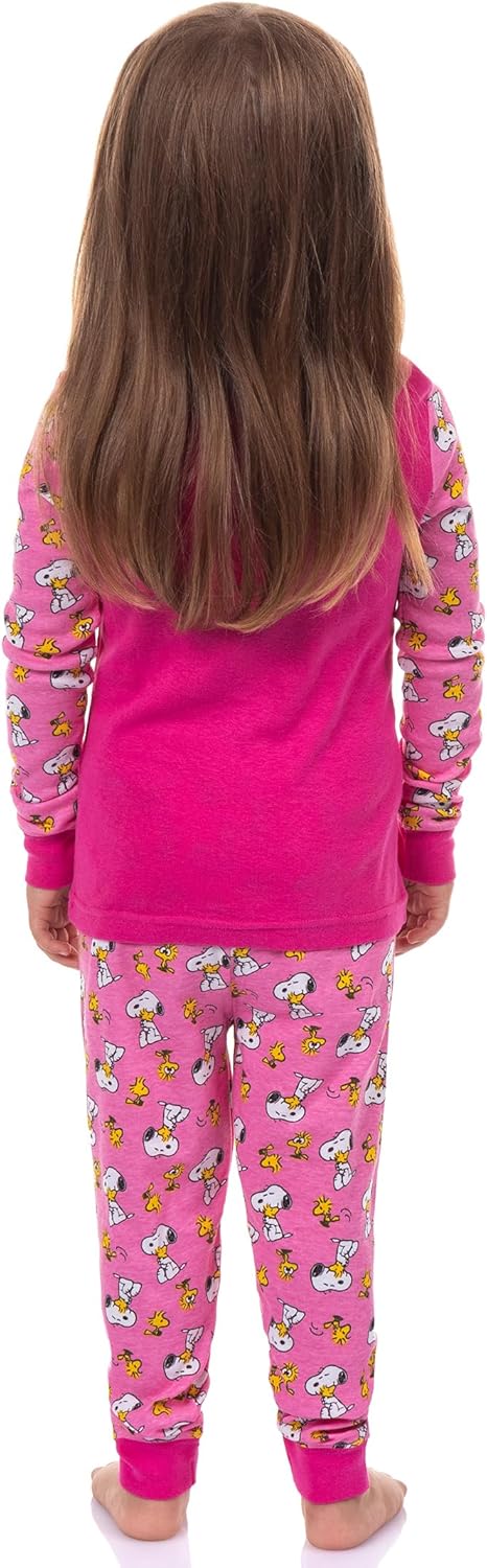 INTIMO Peanuts Pajamas Toddler Girls' Snoopy and Woodstock Tight Fit Sleep Set - Image 2
